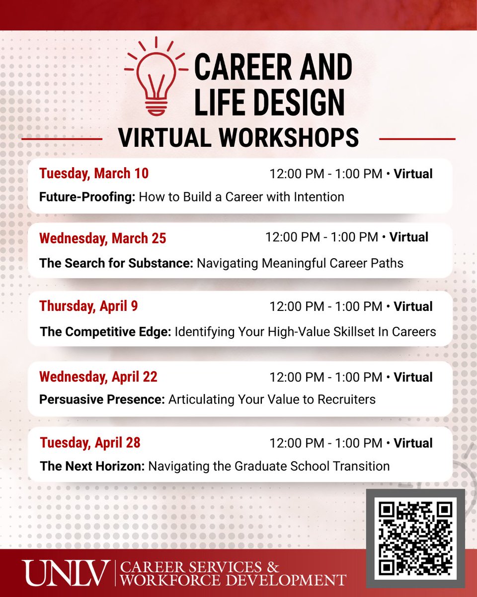 UNLV_StdSuccess's tweet image. Design your future with conversations that help you grow, reflect, and move with intention. #CareerReady #FutureFocused #StudentSuccess #UNLV #Rebels