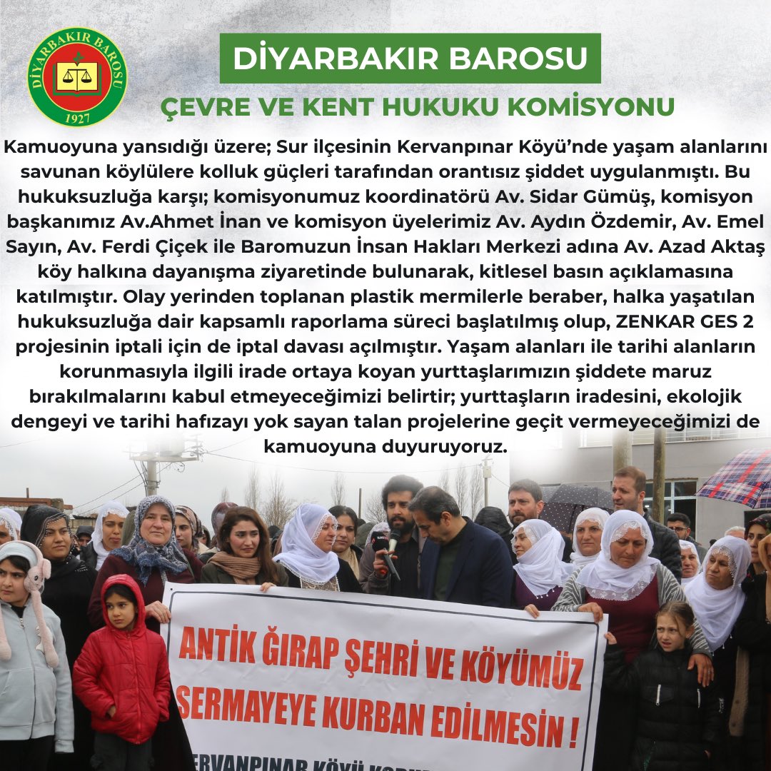 Diyarbakır Barosu Çevre ve Kent Hukuku Komisyonu tweet media