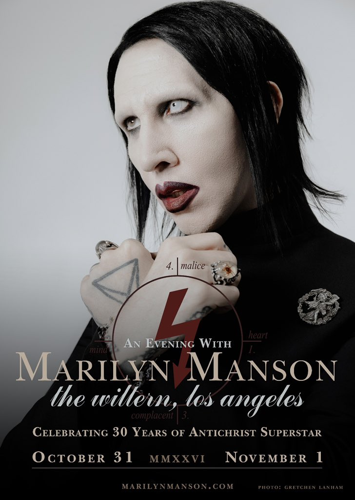 GilSharone's tweet photo. Looking forward to celebrating 30 years of Antichrist Superstar 💫 Halloween weekend in LA!! LFG!! 

#marilynmanson #antichristsuperstar #wilterntheater https://t.co/33fqaJm65i