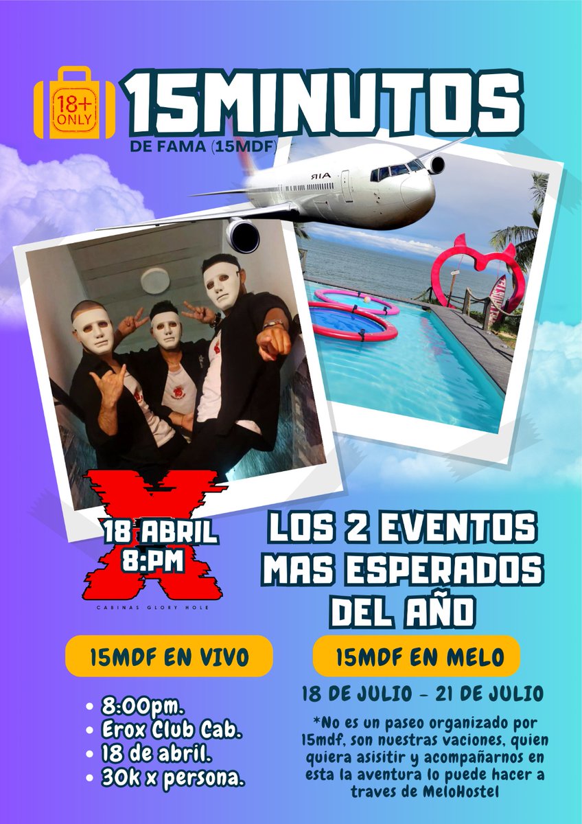 15minutosDF's tweet photo. ¡SE VIENE UNA DOBLE! 🎙️🌴
Este 18 de abril encendemos los micrófonos en nuestro podcast en vivo: risas, historias sin filtro e invitad@.😏
Y el 20 de julio nos escapamos a la isla más caliente de Colombia, donde el calor no solo viene del sol.
¿Te apuntas o te lo van a contar? 😈 https://t.co/AGrgo7TI6C