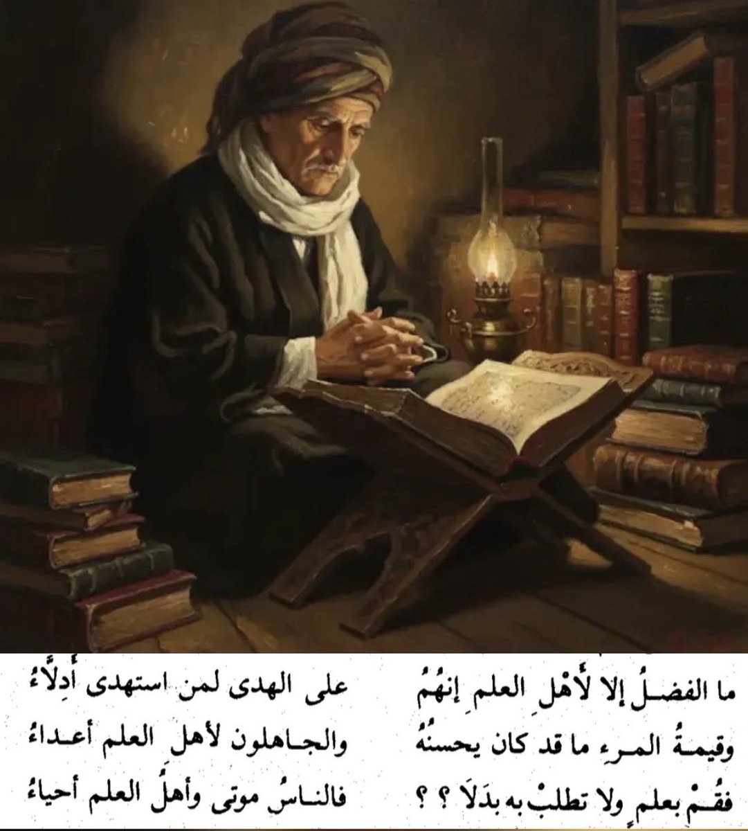 ASEIL__1's tweet photo. مَآ الفَضْلُ إِلَّآ لِأَهْلِ العِلْمِ إِنَّهَمُ 
عَلَىٰ الهُدَىٰ لِمَنْ إِسْتَهْدَىٰ أَدِلَّآءُ 

وَقِيمَةُ المَرْءِ مَآ قَدْ كَآنَ يُحْسِنَهُ 
وَالجَآهِلُون لِأَهْلِ العِلْمُ أَعْدَآءُ 

فَقُمْ بِعِلْمٍ وَلَآ تَطْلُبْ بِهِ بَدَلَا؟؟
فَآلنَّاسُ مَوْتَىٰ وَأَهْلُ العِلْمِ أَحْياء https://t.co/jTwJIkrdAe