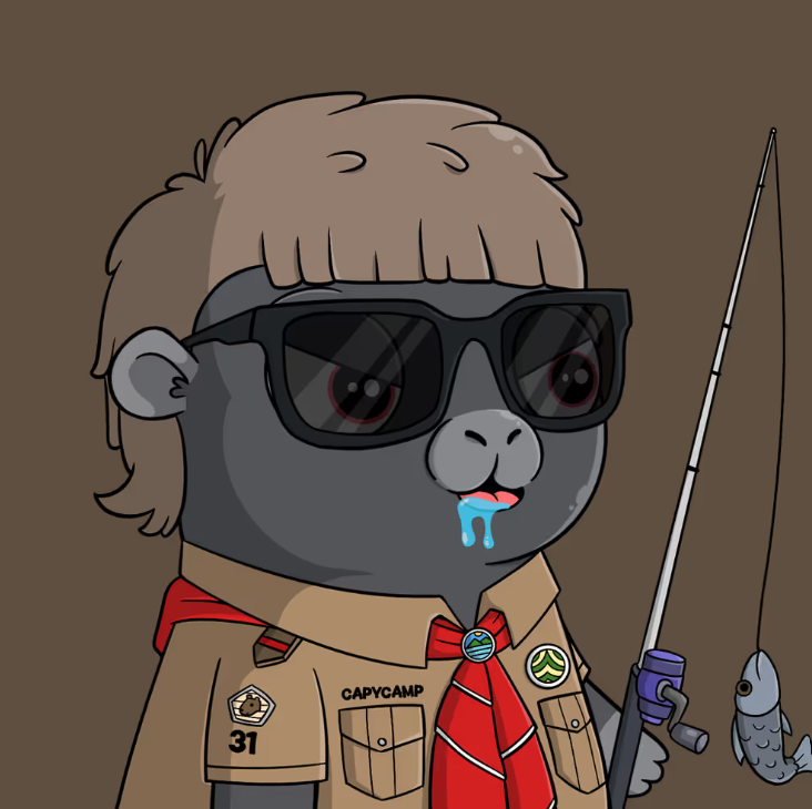 Been pretty busy today so I didn't get a chance to check the <a href="/CapyCamp/">CapyCamp HQ</a>  reveal until now

I’ve got a full crew of 7 but here’s my favorite : a scout instructor out here fishing  🎣

For a free mint on <a href="/AbstractChain/">Abstract</a> , the art looks really clean ✳️

Let's see where this goes,