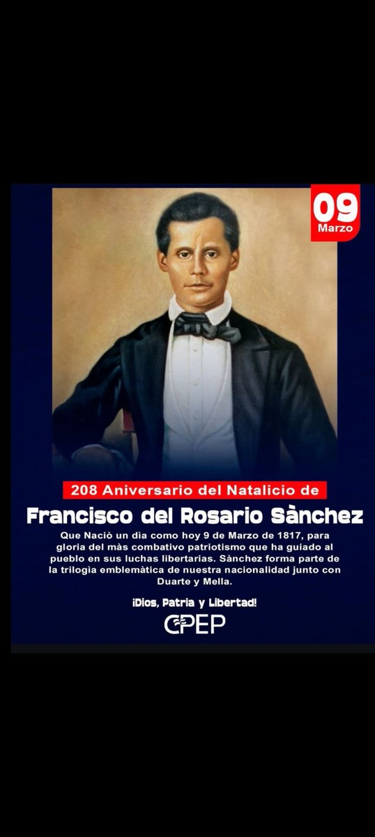 La Voz del Turismo 🎤🇩🇴📺 en la Historia ⏳️.
Loor a su Memoria 209 Aniversario de su Natalicio.
Entré a mi país por Haití porque no podia hacerlo por otra parte, pero si alguien quisiere mancillar mi HONOR .
Dígale que soy la BANDERA NACIONAL 🇩🇴🇩🇴🇩🇴