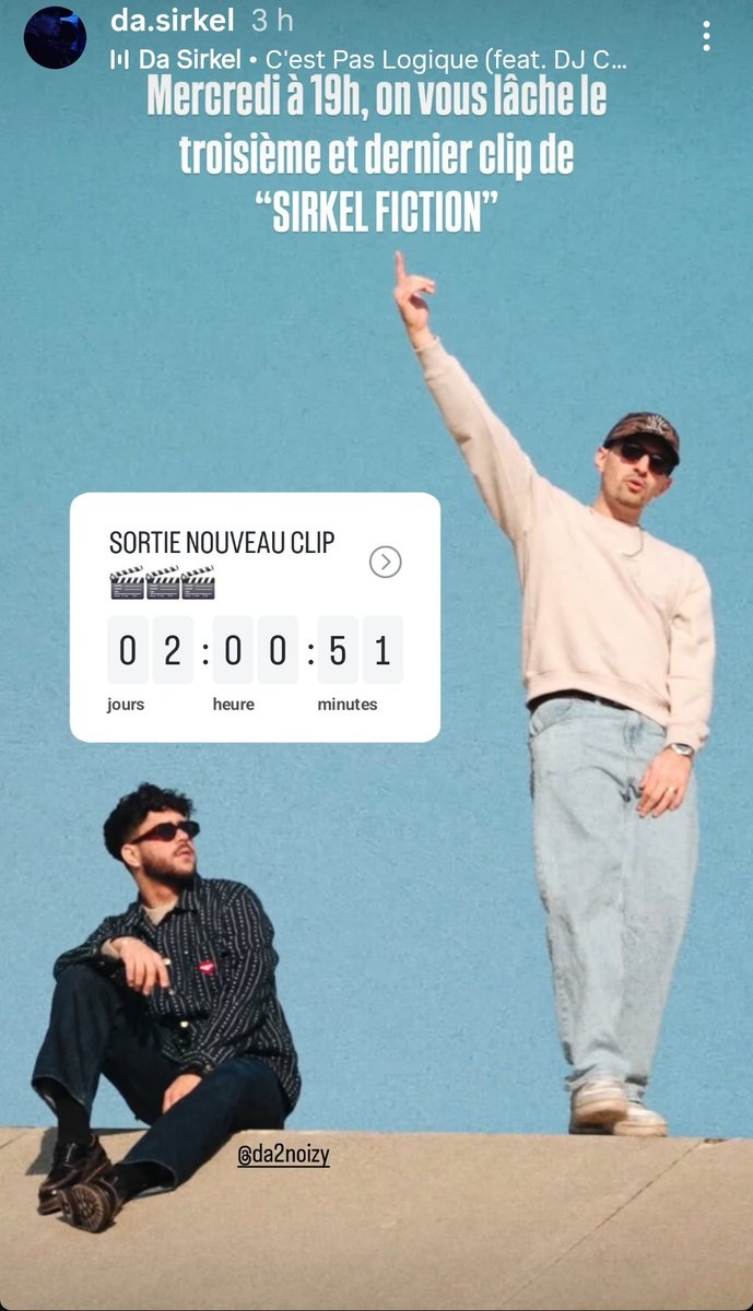 Dasirkelactu's tweet photo. 🚨 Le 3EME est DERNIER CLIP de Sirkel fiction sortira MERCREDI à 19H 🎬

C'est pas logique ! https://t.co/FdSEm0VFOM