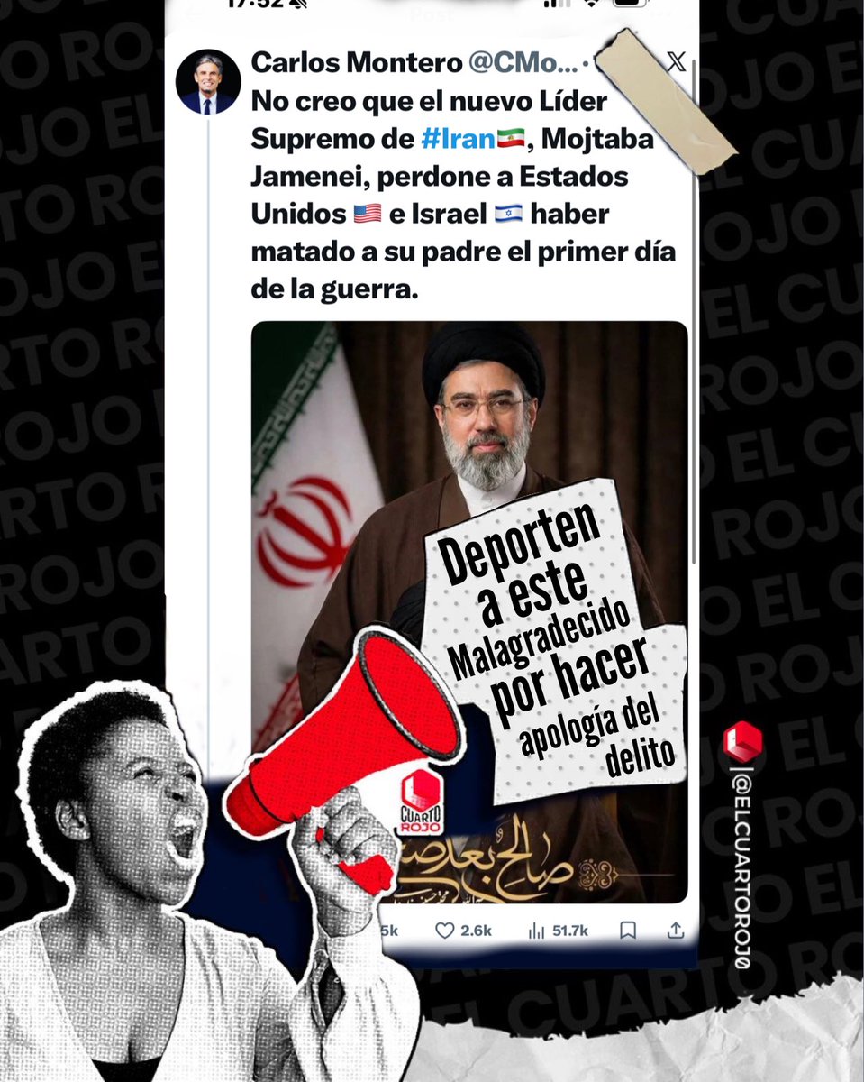 Señor <a href="/SecRubio/">Secretary Marco Rubio</a> <a href="/marcorubio/">Marco Rubio</a>, tiene que tomar cartas en este asunto.
Este hombre, <a href="/CMonteroOficial/">Carlos Montero</a>, no puede quedar impune por hacer apología del delito desde suelo norteamericano.

Cc: <a href="/RepMariaSalazar/">Rep. María Elvira Salazar</a>