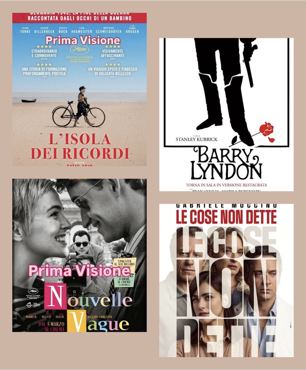 Dal 12/3 al 18/3

🎞️ L’ISOLA DEI RICORDI di Fatih Akin
👉 Prima Visione 

🎞️ NOUVELLE VAGUE di Richard Linklater 
👉 Prima Visione 

📽️ BARRY LYNDON di Stanley Kubrick (1975)
👉 ‘Il Cinema Ritrovato’

🎞️ LE COSE NON DETTE di Gabriele Muccino
👉 Rassegna

jolly2.com