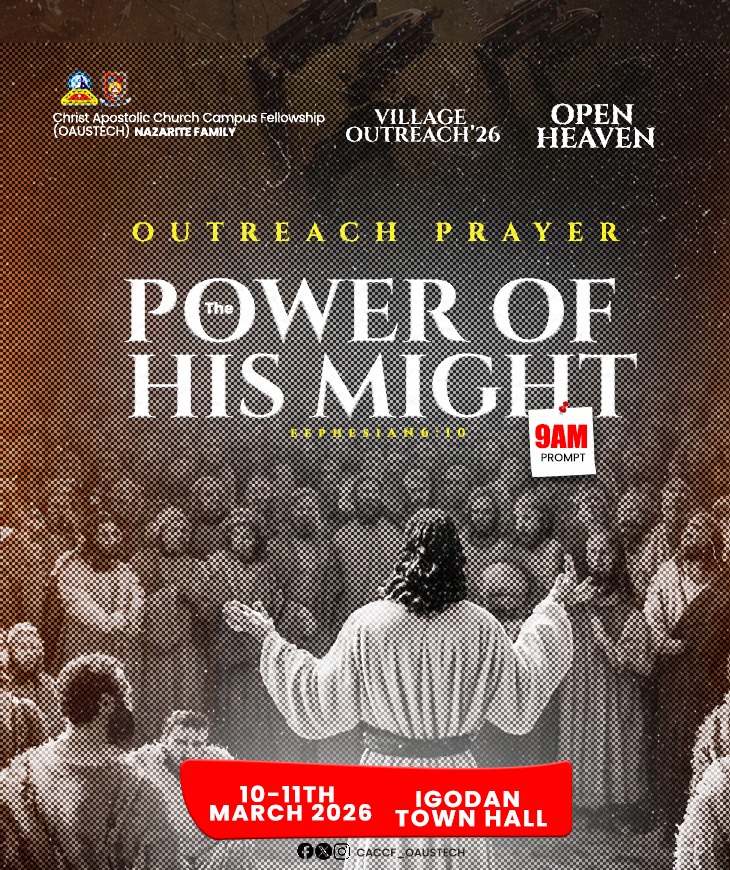 caccfoaustech's tweet photo. Join us as we come together to seek the face of the Lord towards the forthcoming outreach.

“Call unto me, and I will answer thee, and show thee great and mighty things.” – Jeremiah 33:3

Venue: FSF WORSHIP CENTRE 
Date: 10th &amp; 11th of March, 2026.
Time: 9am

BE THERE! https://t.co/Wo0qpnUJzW