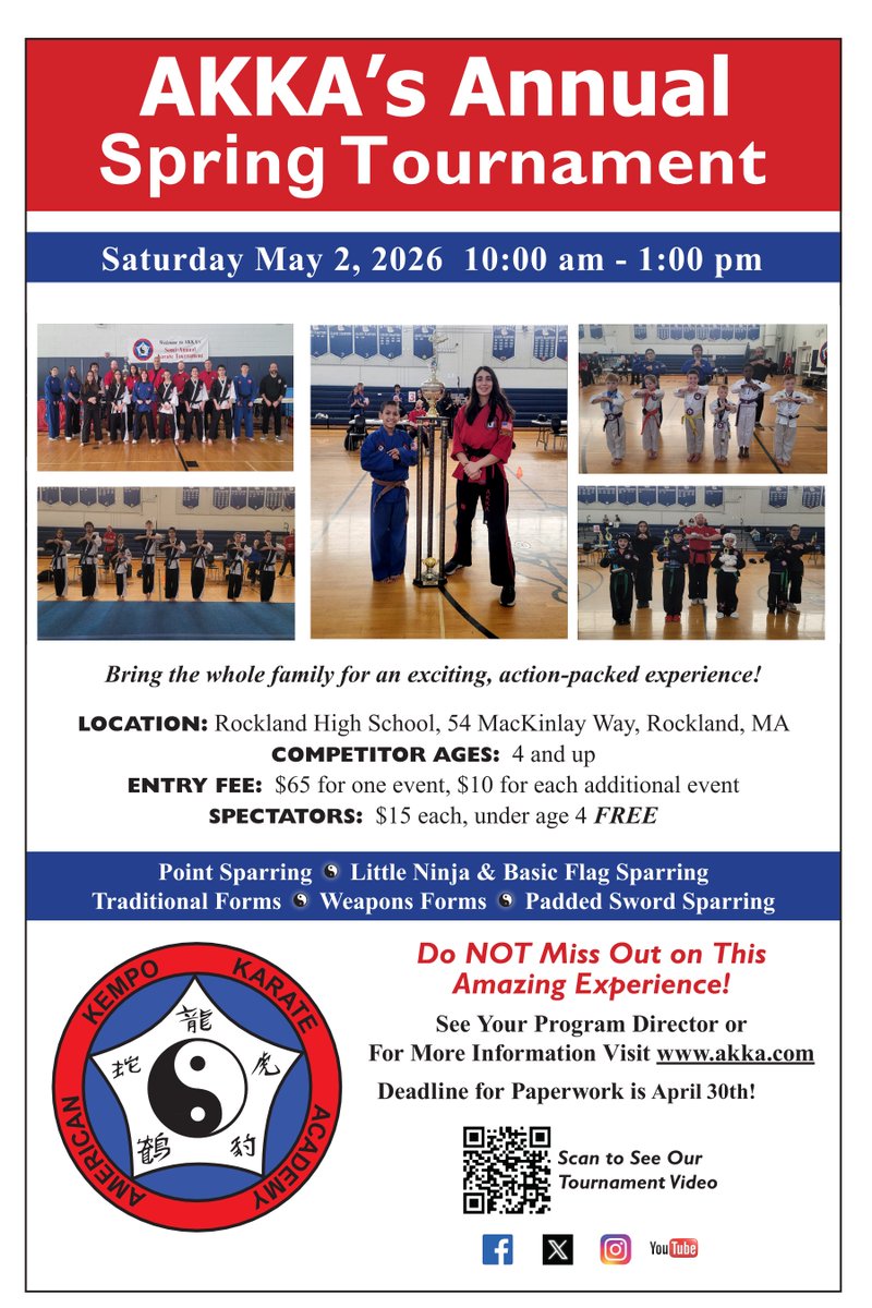 AKKA1's tweet photo. JUST A REMINDER! We are now accepting enrollments in our Annual Spring Tournament! https://t.co/fMBozBnlMT