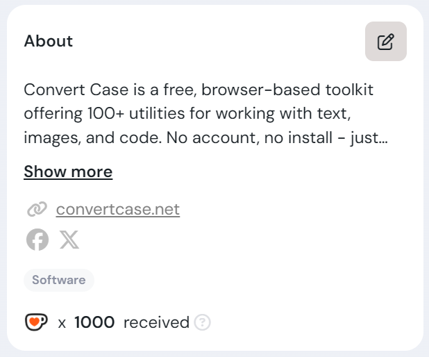 convertcase's tweet photo. We've launched our big redesign today and also celebrating 1,000 coffees received ☕ #kofi https://t.co/rEdxb554Ts