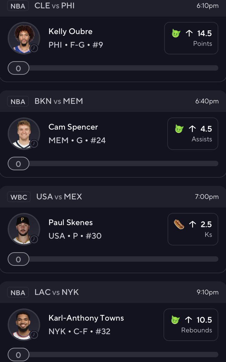 AltLineDemon's tweet image. PrizePicks x Paul Skenes Discount🌭

Let’s see if they’re going to let this one hit.

4x 💰 builder

1. Paul Skenes O2.5 Ks🏷️

2. Kelly Oubre O14.5 Points💎
#76ers 

3. Karl-Anthony Towns O10.5 Rebounds💎
#NewYorkForever 

4. Cam Spencer O4.5 Assists💎
#GrindCity 

This should be