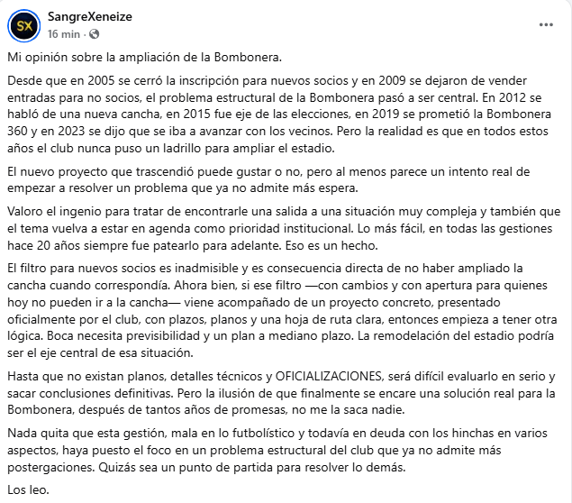 Mi opinión sobre la posible remodelación de la Bombonera.