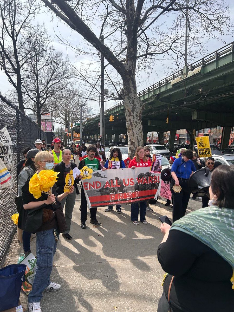#HandsOffVenezuela Brooklyn Against War and allied organizations held a rally yesterday to protest US attacks against Venezuela. On International Working Women's Day, protesters also demanded the release of Vzlan First Lady and Legislator Cilia Flores, as well as President Maduro