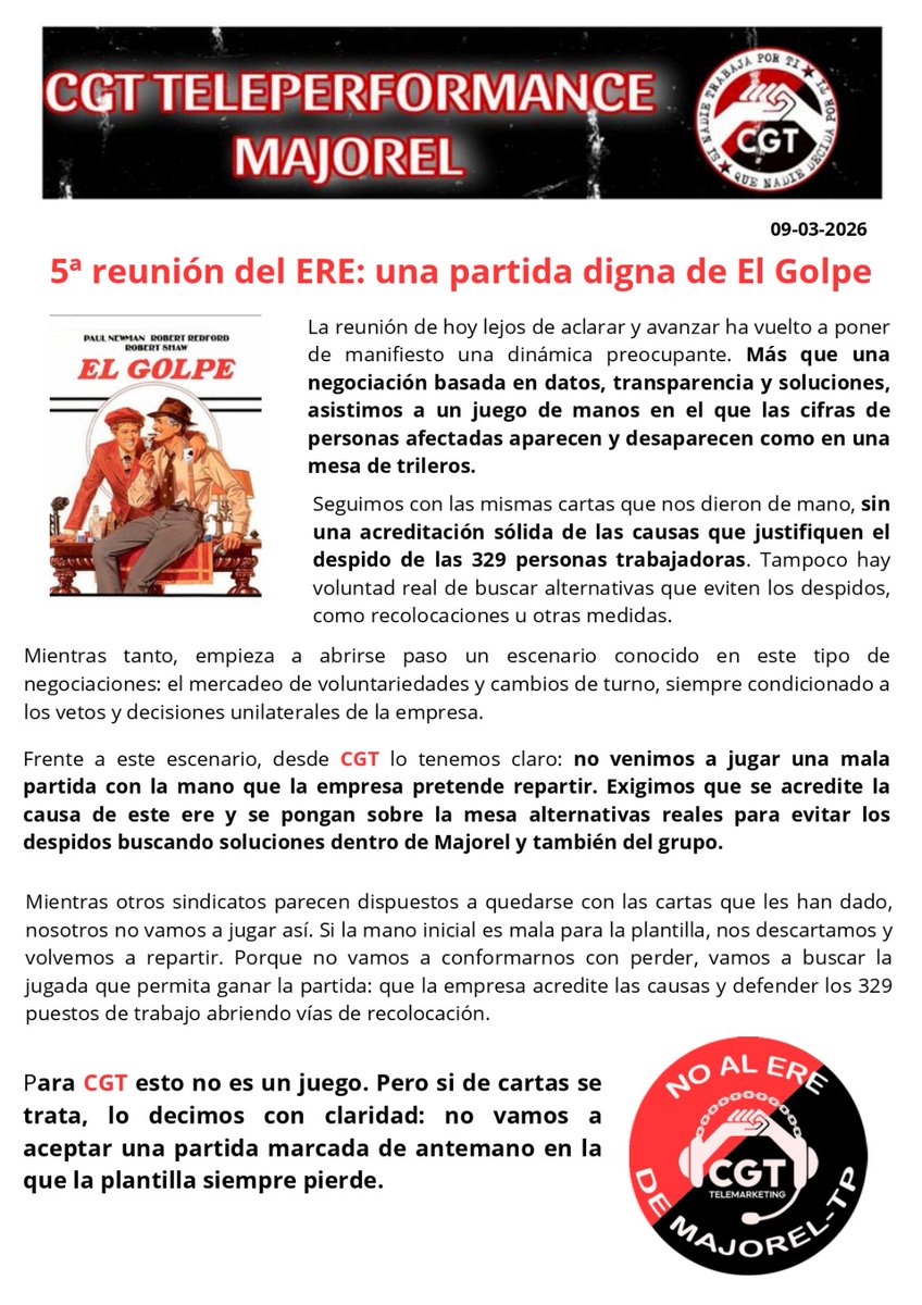 Sector Federal de Telemarketing de la CGT tweet media