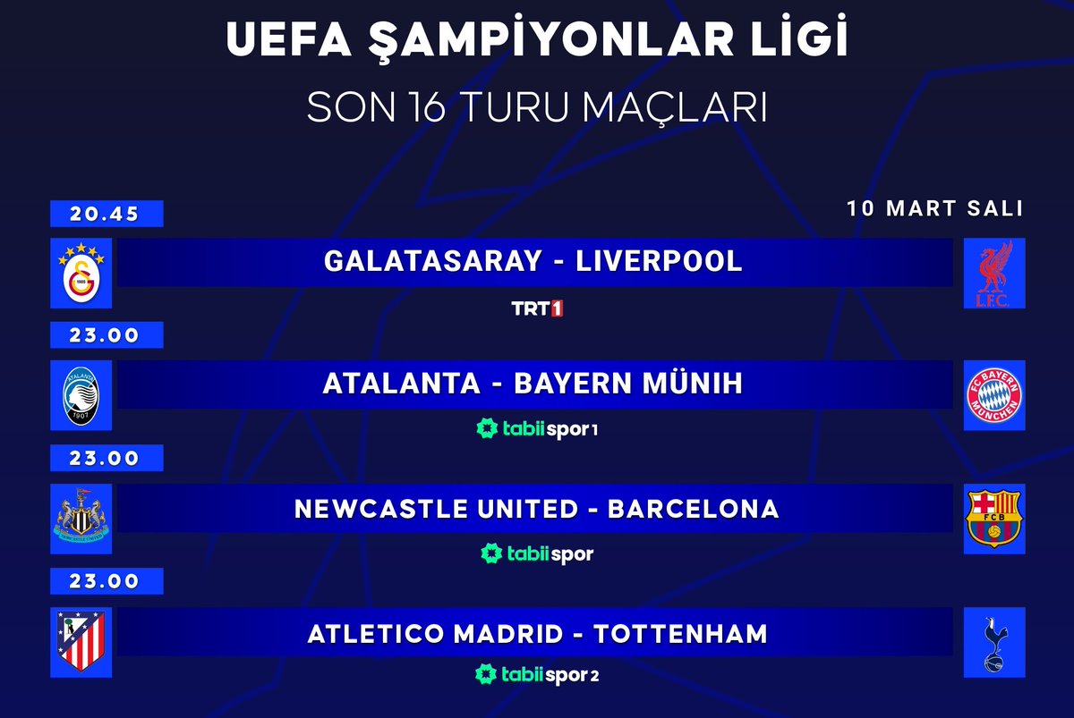 Yarın UEFA Şampiyonlar Ligi'nde saat 20.45 seansında oynanacak tek karşılaşma, Galatasaray - Liverpool maçı olacak.