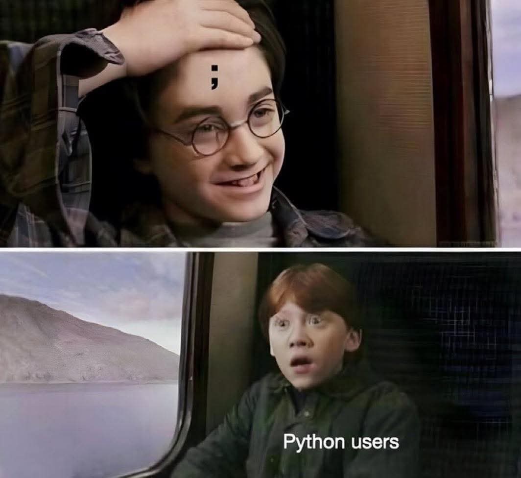Aman_ktyr's tweet photo. The moment a Python developer sees ; in another language.” 🤯
Clean syntax really does change the way you think about coding.
#Python #CodingHumor #Developers https://t.co/xBogrMsy2w
