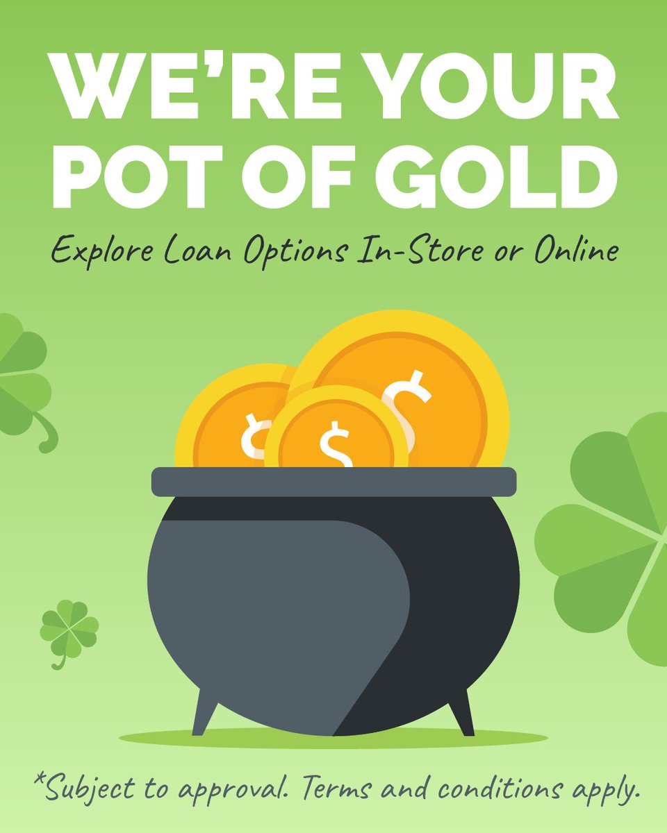 CheckCity's tweet image. This St. Patrick’s season, explore loan options that may help when you need additional funds. Check City offers services in-store and online, with options that vary by state and eligibility.
Apply today or visit a location near you:
members.checkcity.com/Apply.aspx
#CheckCity #CashAcademy