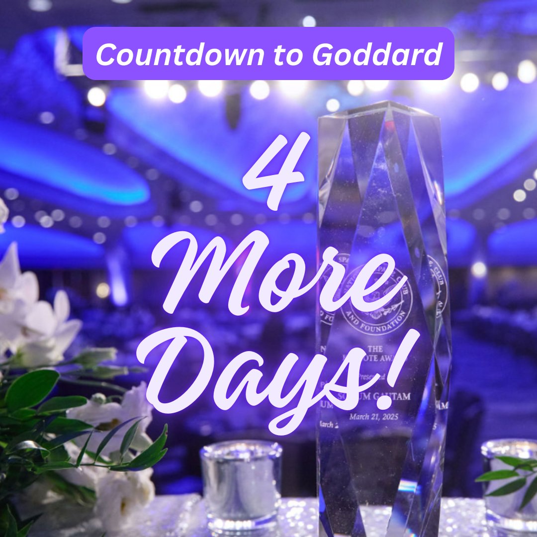 SpaceClubNews's tweet photo. In just 4 days, the aerospace community will gather for the Dr. Robert H. Goddard Memorial Dinner hosted by the National Space Club.

We look forward to an inspiring evening celebrating the leaders, innovators, and achievements shaping the future of space exploration. #GMD https://t.co/fHH3kPEO1k
