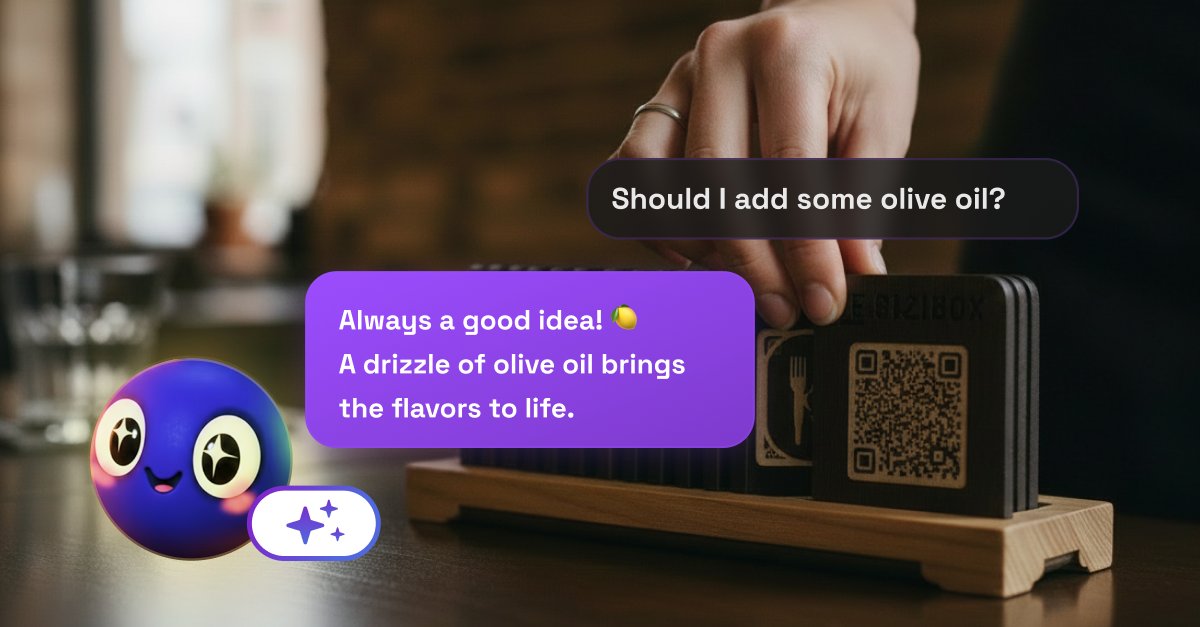qr_code_kit's tweet photo. We shipped Cleo.

She lives inside your QR code. When someone scans, they can ask questions in plain language — about your menu, your product, your event — and get an instant, accurate answer.

Your QR code used to open a link. Now it opens its mouth.
→ https://t.co/aiL1vA2fFG https://t.co/OfahiRNma1