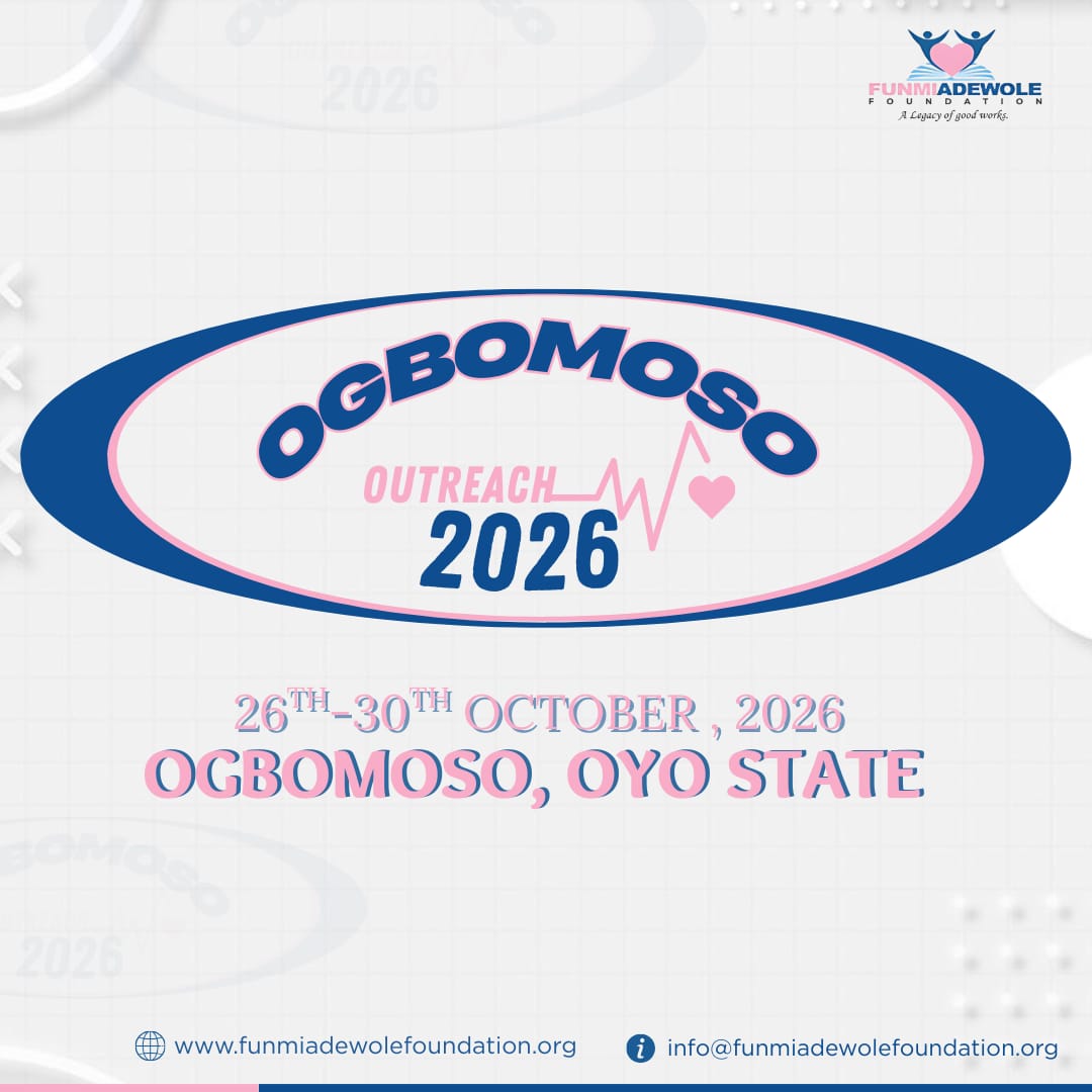 Year 13 is here! 
Our 13th Medical Outreach is set for:
📅 26–30 Oct, 2026
📍 Ogbomoso, Oyo State
Another year to serve, care, and impact lives. More updates coming soon.
#FAFOutreach2026 #CommunityImpact #HealthcareAccess #FAFImpact #Ogbomoso