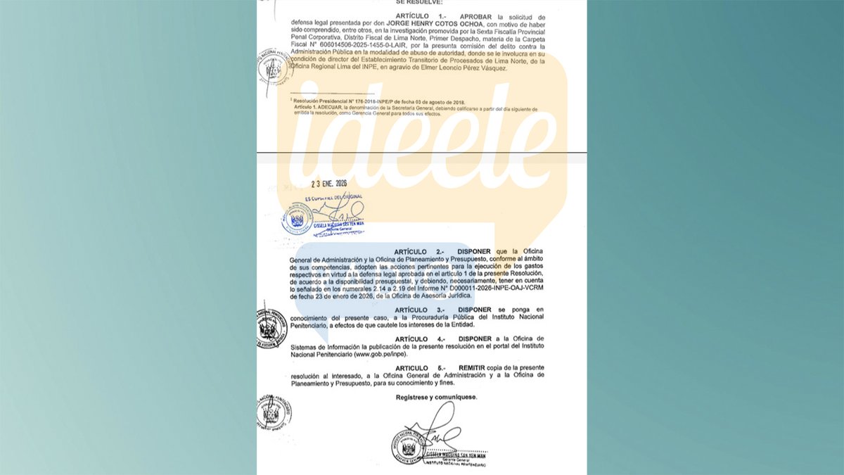 ideeleradio's tweet photo. .@ideeleradio pudo comprobar que en enero pasado, el #INPE aprobó pagarle su defensa legal por un caso seguido en su contra en la #Fiscalía por el presunto delito de abuso de autoridad cuando #HenryCotos fue director del establecimiento penitenciario de procesados de Lima Norte en agravio de #ElmerPérez.