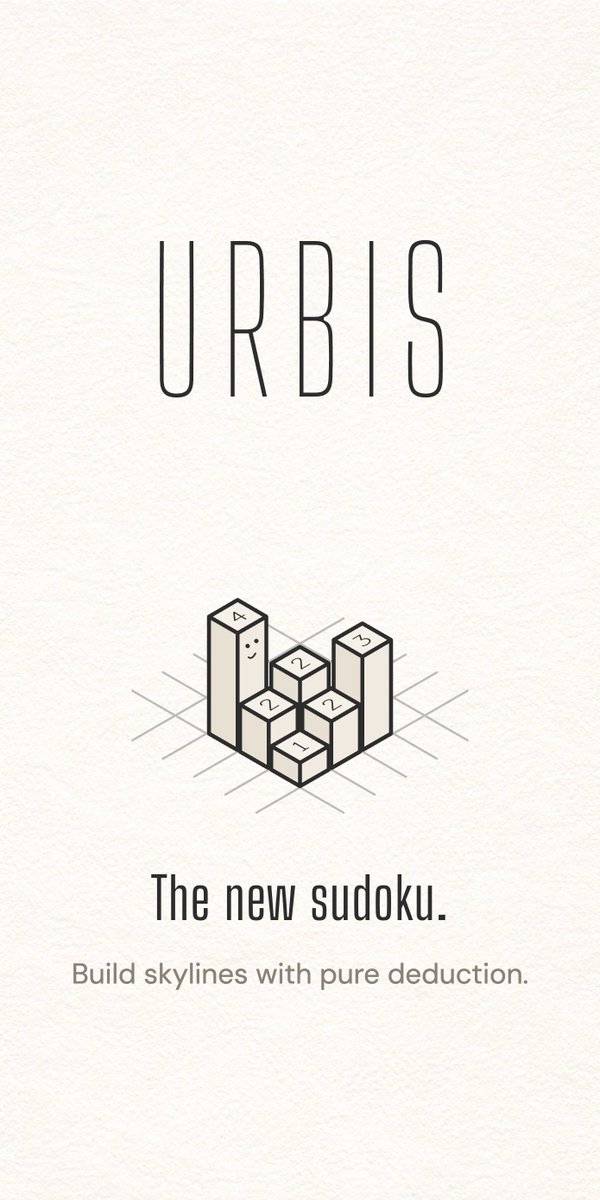 UrbisPuzzle's tweet photo. Sudoku has a cooler cousin. 🏙️ Meet Urbis — build skylines with pure deduction. 1000 puzzles. 4×4 to 7×7. Free on iOS. https://t.co/odC0EugtiR
#skyscraperpuzzle #sudoku #logicpuzzle #indiegame #mobilegaming #puzzlegame #indiedev #claude https://t.co/XV2q34vMeo
