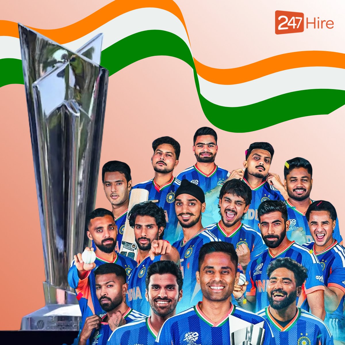 247_hire's tweet photo. 🏆🇮🇳 Champions Again!
 
Congratulations to "Team India" on their incredible victory in the ICC World Cup. 
At 247Hire, we celebrate this historic achievement &amp; here’s to the champions who made the nation roar with pride! 💙

#TeamIndia #WorldCupChampions #ProudMoment  #IndiaWins https://t.co/6z7H9tHslo