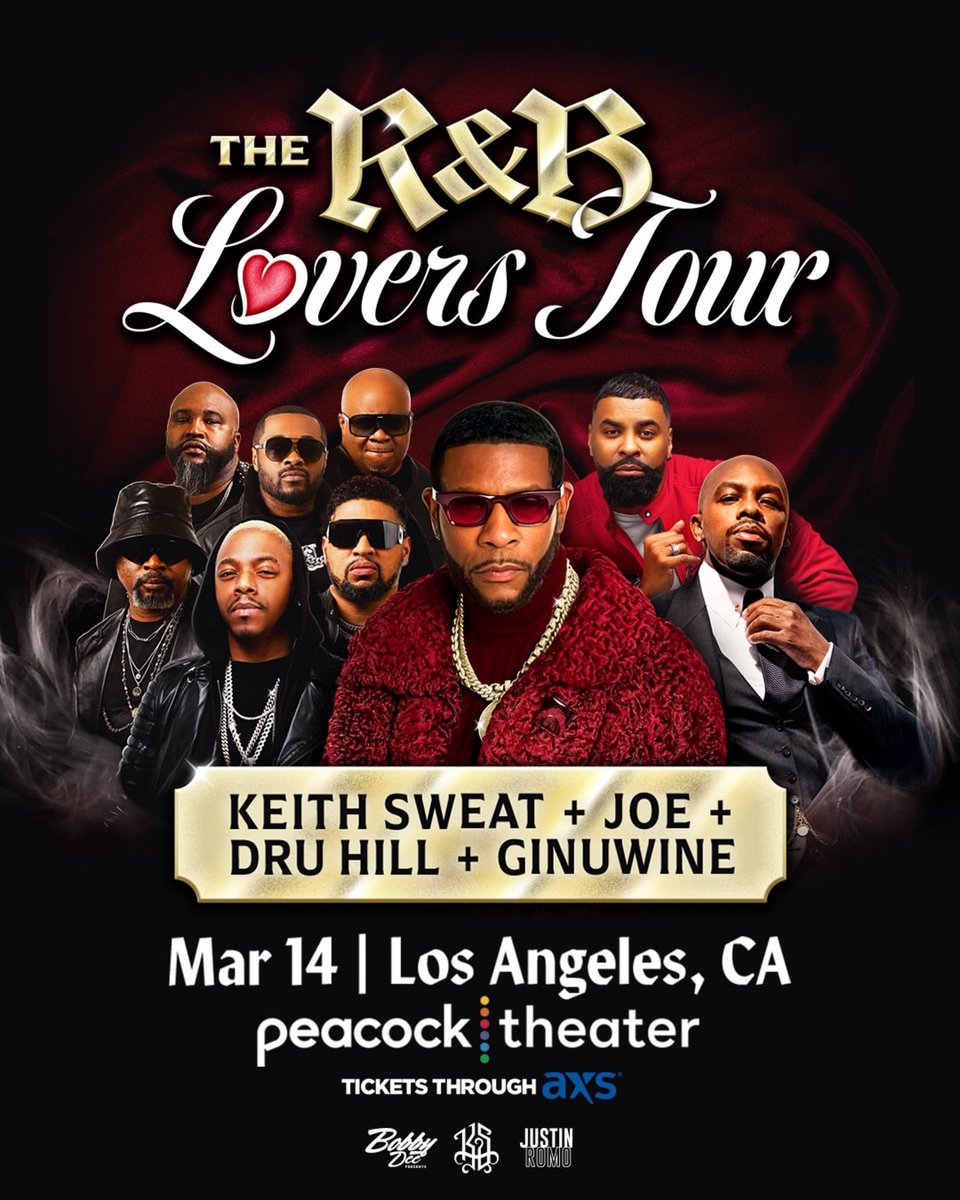 DruHill4Real's tweet photo. LA‼️ WE ARE BACK! Come rock with us on March 14 at the @peacock_theater. We are ready to hit that stage and bring every classic with us!

🎟️: https://t.co/sJldj8UiBh

#YearOfTheDru #DruHill https://t.co/02Y5zajRpj