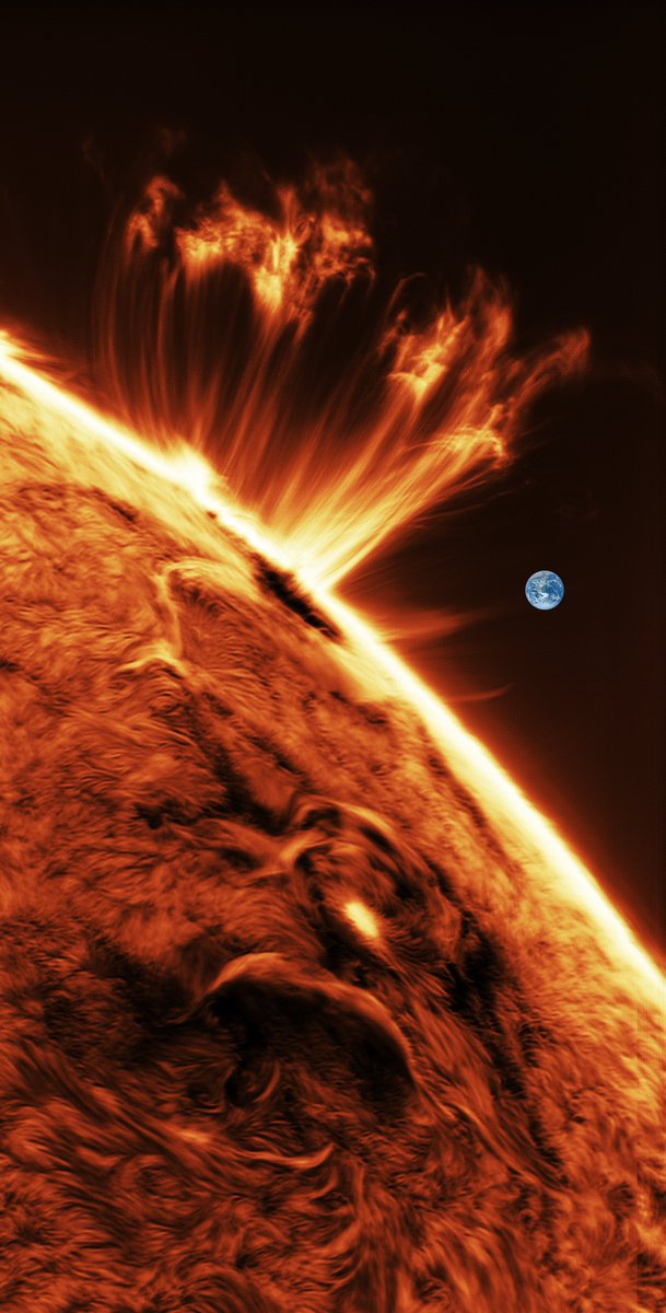 Here's the aftermath of an X-class solar flare, with the Earth for scale. 

Captured from my backyard in Arizona.