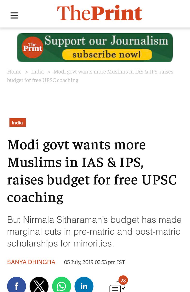 RituRathaur's tweet photo. ATTN: Hindus 🚨

Sabka Saath, Musalmano ka Vikas… Modi Style! 😂

Back in 2019, the Modi government proudly announced its desire for more Muslims in the IAS/IPS and doubled the budget for their free UPSC coaching programs.

Now, with Modi’s profound blessings, 52-53 Muslims have qualified in the UPSC Civil Services Examination 2025 (results declared in 2026).

These numbers have been consistent in recent years and are roughly double what they used to be before 2014.

Congratulations, Hindus! It’s the magic of your taxes and the power of your votes 

Maulana mozi zindabad 😂