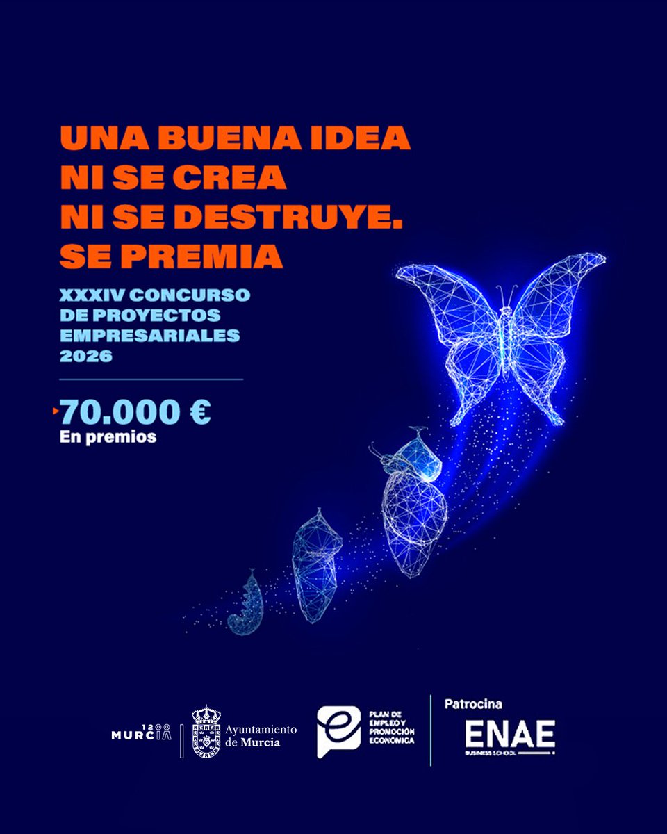 DeUpta's tweet photo. Esta mañana hemos asistido a la presentación del XXXIV edición del Concurso de Proyectos Empresariales del @AytoMurcia y @Murcia_Emplea.
El certamen cuenta con una dotación de 70.000€ en premios destinados a emprendedores, autónom@s y microempresas. #PEPEM
@EDUARDOABADSABA https://t.co/sviG3OmZJk