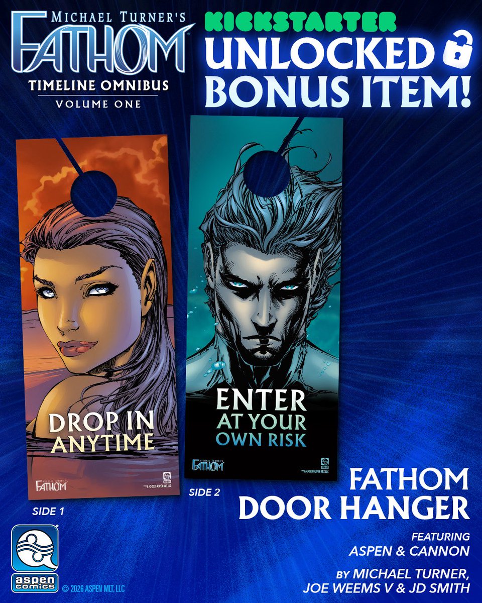EkosGenesis's tweet photo. The final countdown is on! To celebrate the final stretch, we’re unlocking a new bonus reward every day — including today’s reveal: a Fathom keychain!

And ICYMI, yesterday we also unlocked a Fathom door hanger featuring Aspen & Cannon.

Both items will be included complimentary with every order, along with all previously announced rewards (and any new bonuses unlocked before the campaign ends). 

The campaign closes this Thursday at 6pm PT - order now at https://t.co/Nc7Yz1klu7!
