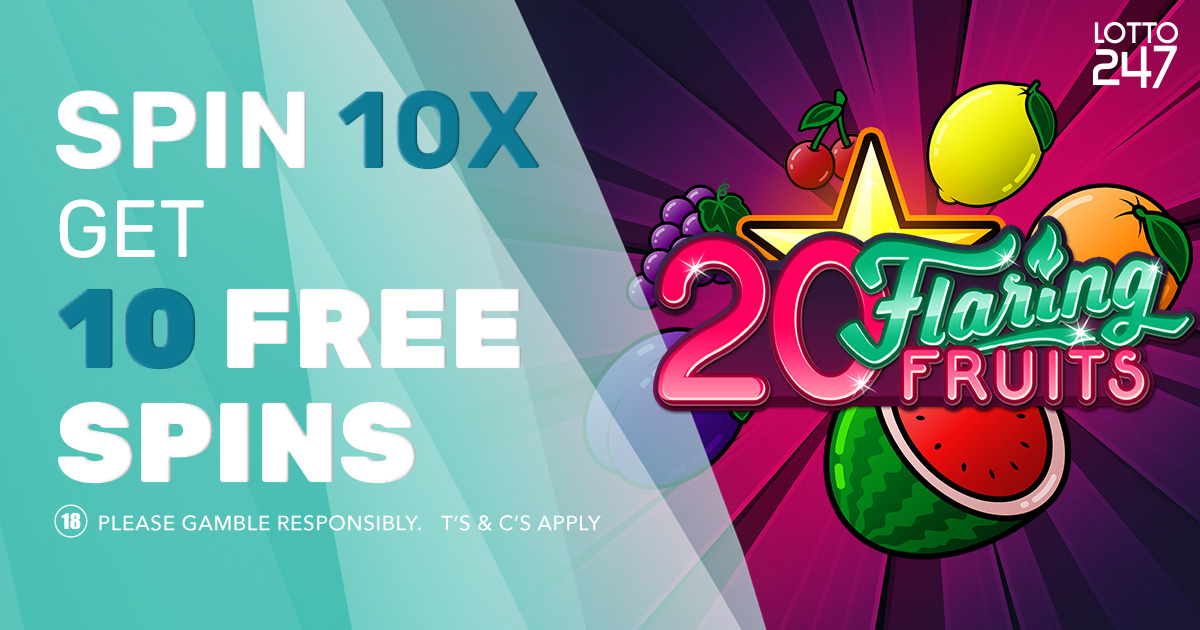 lotto247's tweet image. Spin 10x on 20 Flaring Fruits and collect 10 Free Spins before the luck runs out. 🍀

#Lotto247 #PlayNow #SpinToWin #LuckyDay

𝗩𝗜𝗦𝗜𝗧 𝗨𝗦: bit.ly/L247_20Flaring…

Play Responsibly | 18+ | T&amp;amp;Cs apply | Only for registered | Selected Regions | Today Only