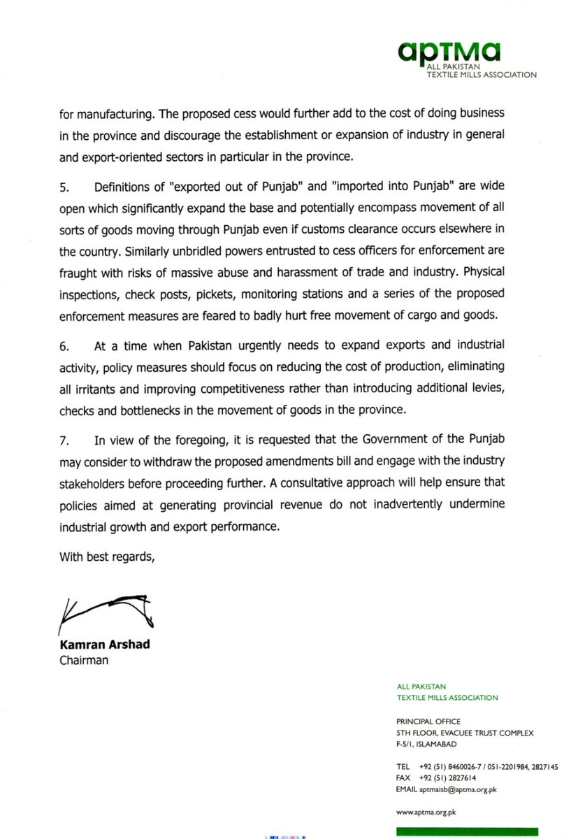 All Pakistan Textile Mills Association tweet media