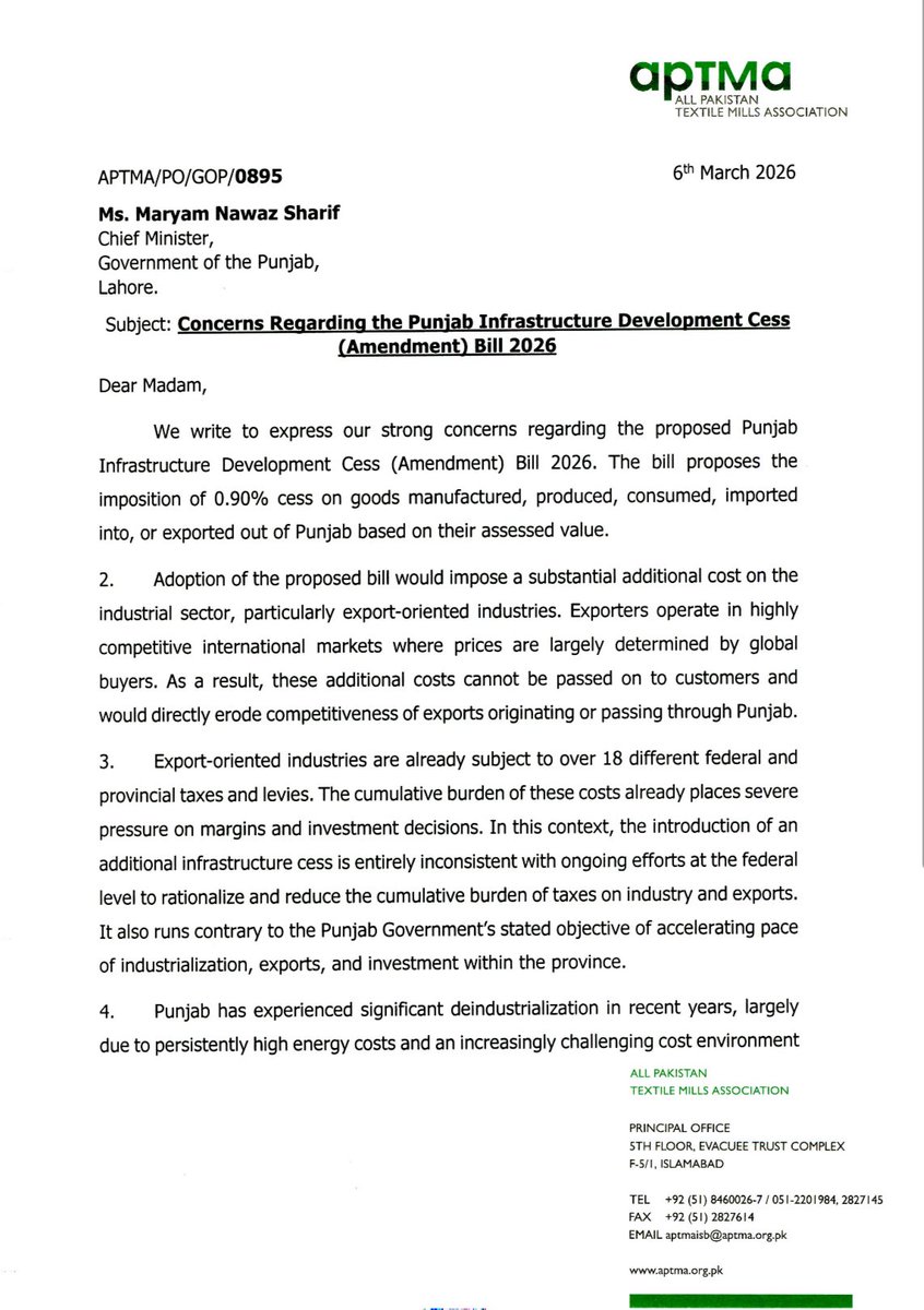 All Pakistan Textile Mills Association tweet media