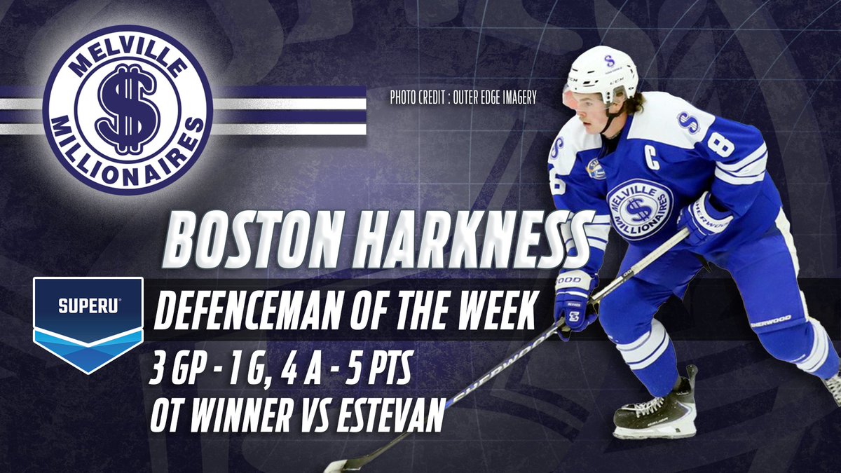 theSJHL's tweet photo. 🚨PLAYERS OF THE WEEK!🚨

Our 2nd last edition of the Players of the Week is up now! Congrats to our penultimate winners! FULL ARTICLE HERE: https://t.co/whihkAXmAR

@sgeu MVP: Gage Roberts, @SJHL_Hawks
@BourgaultAg Forward: Rylan Oatman, @MLVMillionaires
#SuperU Defenceman: Boston Harkness, Melville Millionaires
@canterraseeds Sask Player: Rylan Pearce, @weyburnredwings

#SJHL #StayHerePlayHere #SuccessStartsHere
