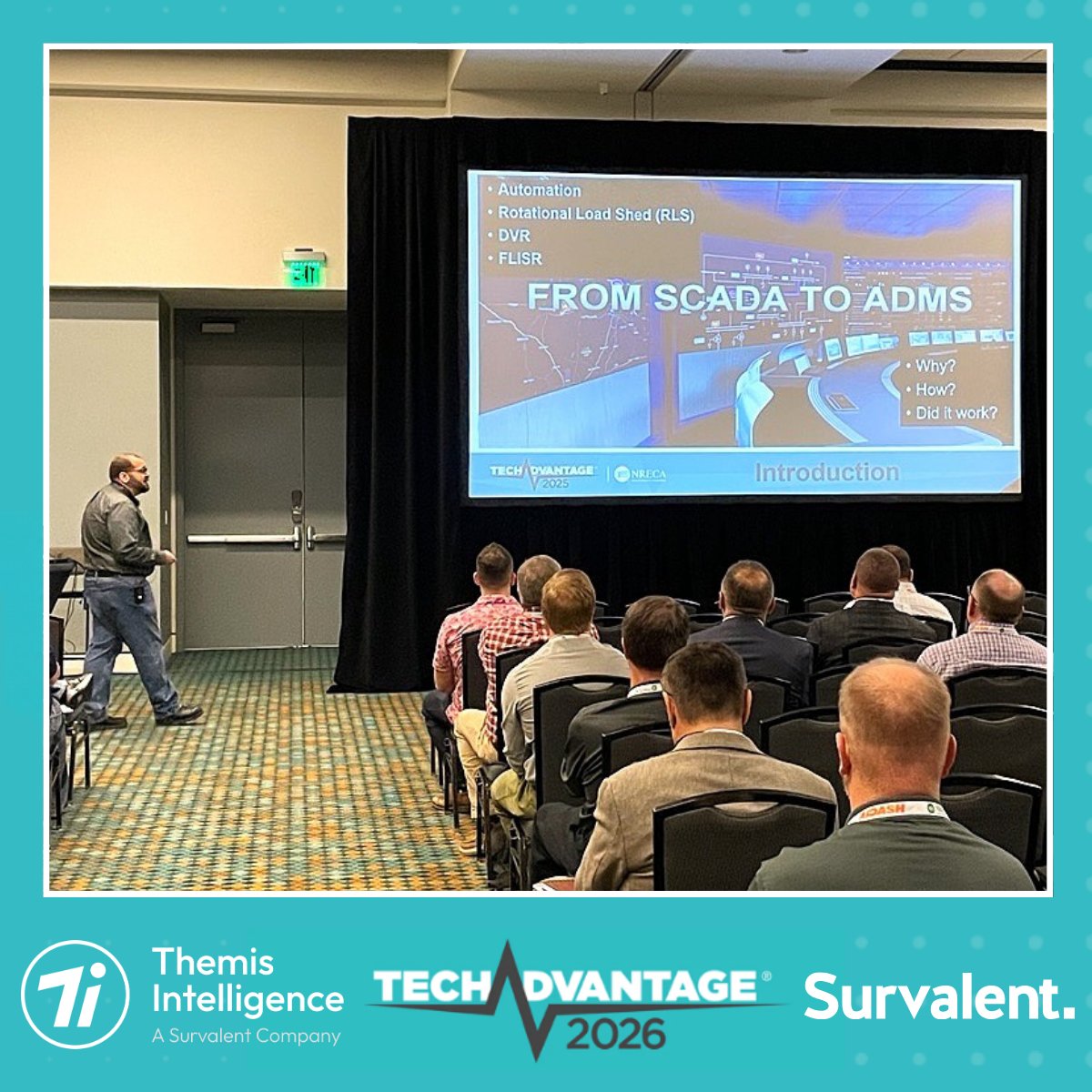 survalent's tweet photo. Insightful session at #TechAdvantage26 with Marcus Pergl from @FarmersEC on using ADMS – RLS, FLISR and DVR – to manage load, reduce costs &amp; improve reliability.

Let’s keep the conversation going at booth #1934: https://t.co/uLAlYCCIUK

#GridReliability #ADMS #UtilityOperations https://t.co/9JYtKv0CL6