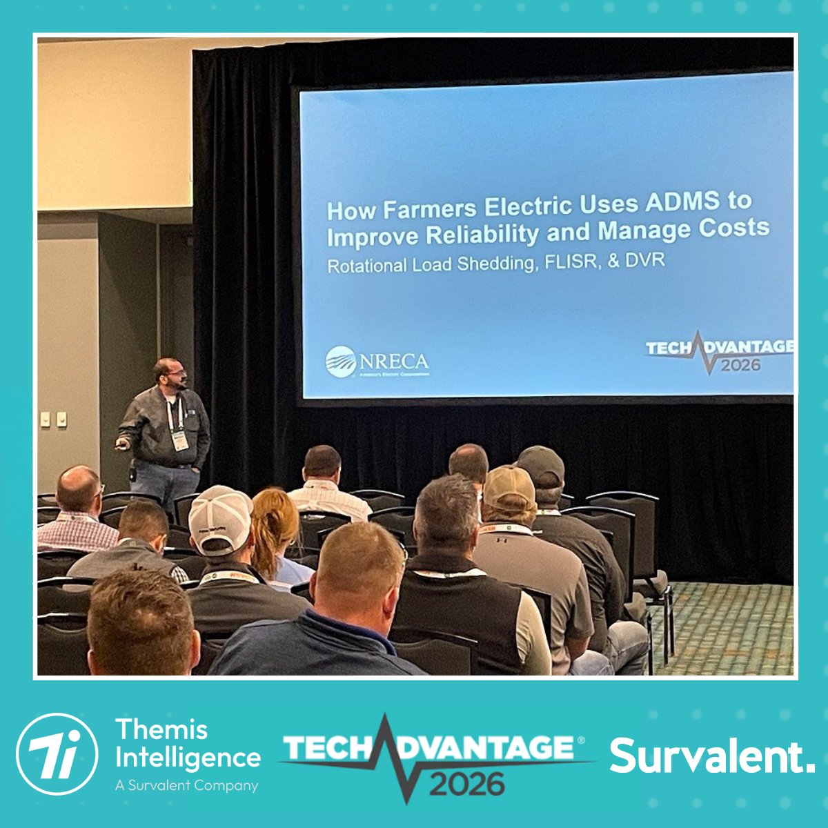survalent's tweet photo. Insightful session at #TechAdvantage26 with Marcus Pergl from @FarmersEC on using ADMS – RLS, FLISR and DVR – to manage load, reduce costs &amp; improve reliability.

Let’s keep the conversation going at booth #1934: https://t.co/uLAlYCCIUK

#GridReliability #ADMS #UtilityOperations https://t.co/9JYtKv0CL6