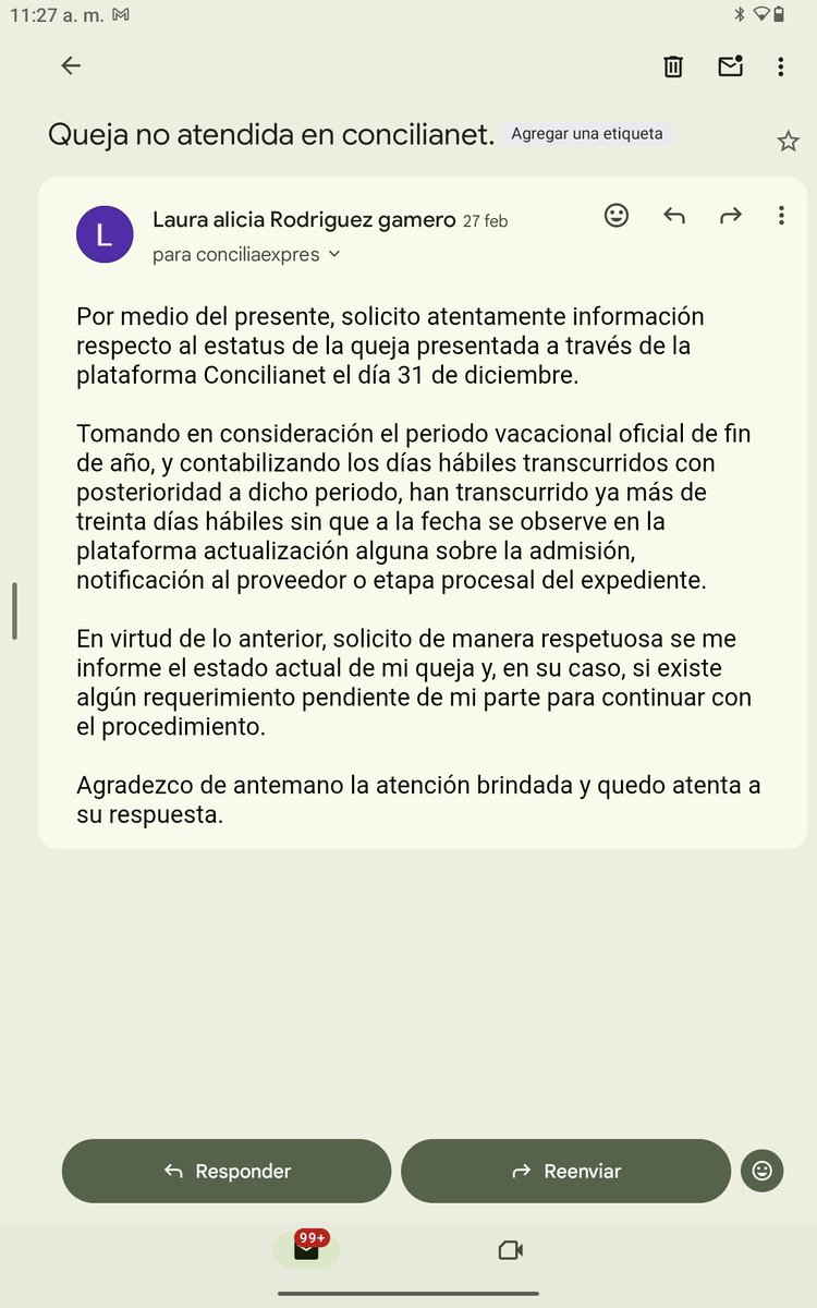 alexz697's tweet photo. @AtencionProfeco @Profeco hice una queja en #concilianet desde el 31 de diciembre y es fecha que no me dan ninguna actualización y por teléfono no me contestan. 
Que onda? Queja con folio # 678410 ni siquiera los correos responden. https://t.co/QcH4vyMXxe