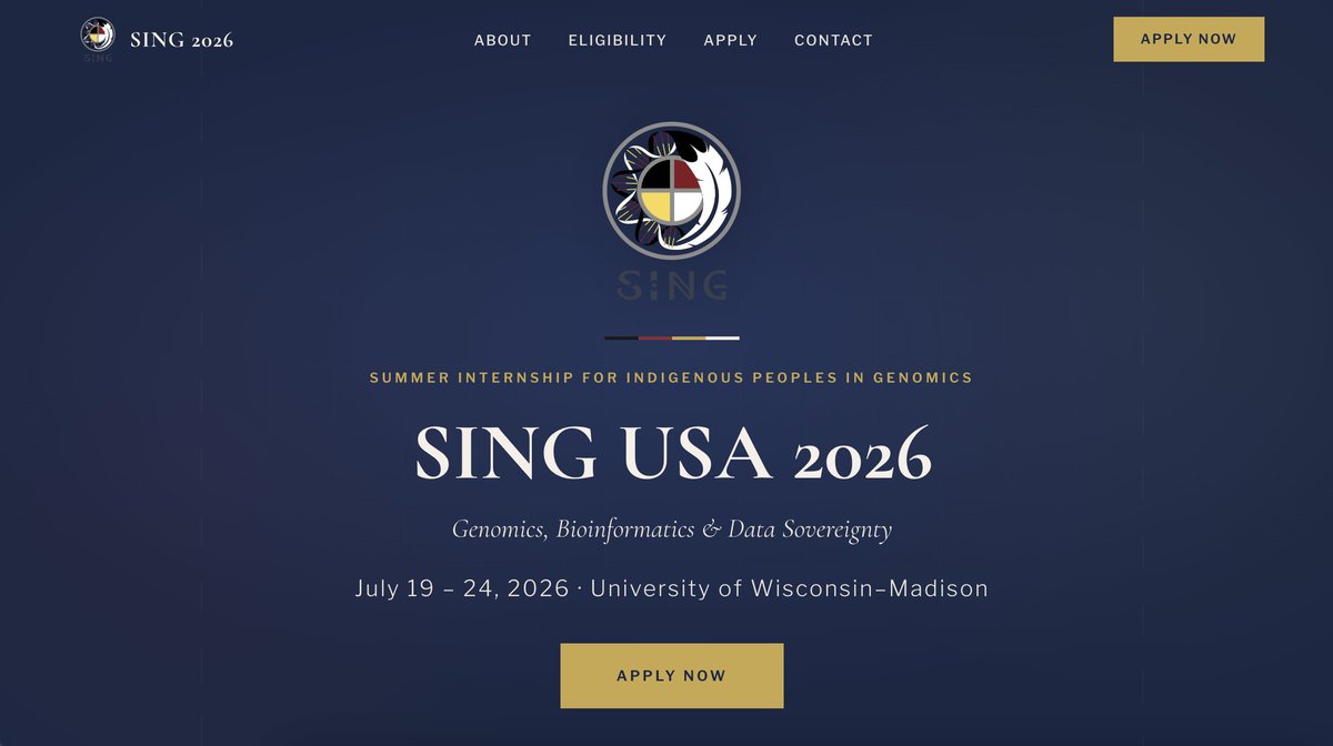 kstsosie's tweet image. 📣 SING USA 2026 applications open!

Genomics &amp;amp; data science workshop focused on Indigenous research:
📍 UW–Madison | July 19–24, 2026
⏰ Apply by March 13 (midnight Hawaiʻi)
sing.nativebio.net

@NativeBio, @UWMadison  &amp;amp; Tsosie Lab @ASU 
Please share! #Genetics 🧬