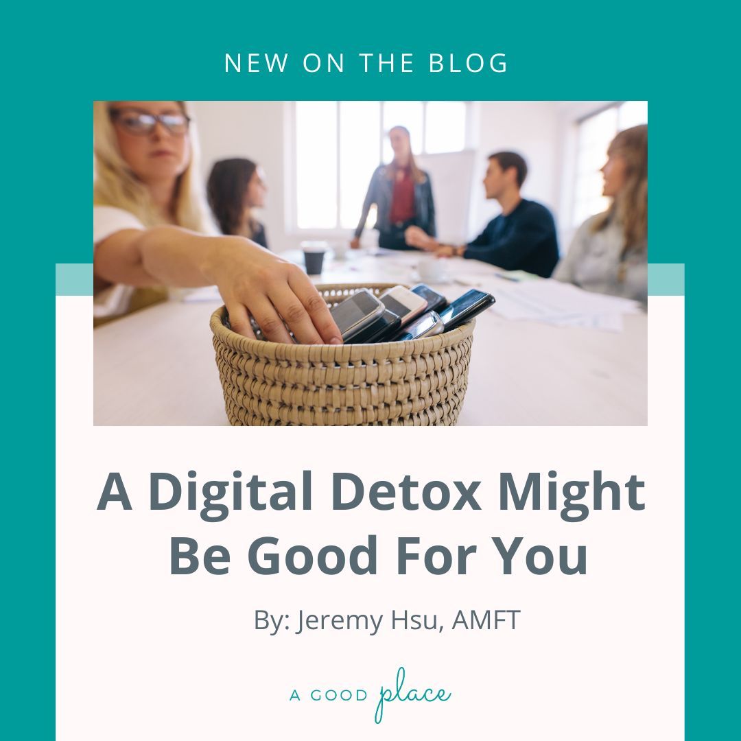 a_GoodPlace's tweet photo. Too much screen time? You’re not alone. In our latest blog, Jeremy Hsu, AMFT, explores how a digital detox can reduce stress, improve sleep, and help you feel more present in everyday life. 
https://t.co/FiFUCDEkT5 https://t.co/JRLr0GWnE6