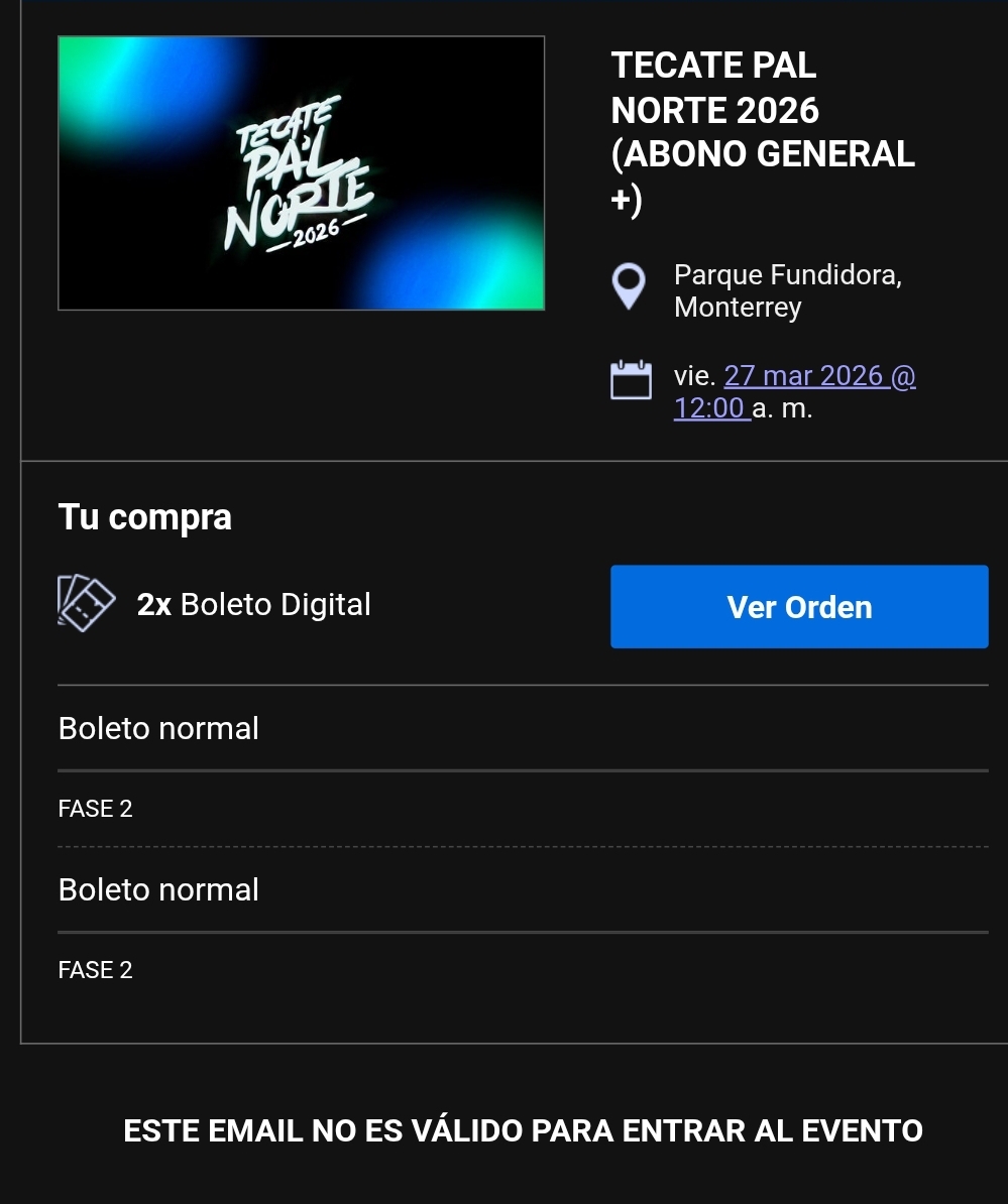 BeautifuLifeTap's tweet photo. Buenos días, vendo 2 abonos General+ Fase2 pal Tecate pal Norte, por cuestiones personales no podré asistir. Los boletos son transferibles de mi cuenta  Ticketmaster, 6,400 cada abono...Ayudenme x fa... https://t.co/ewuek2DD9j