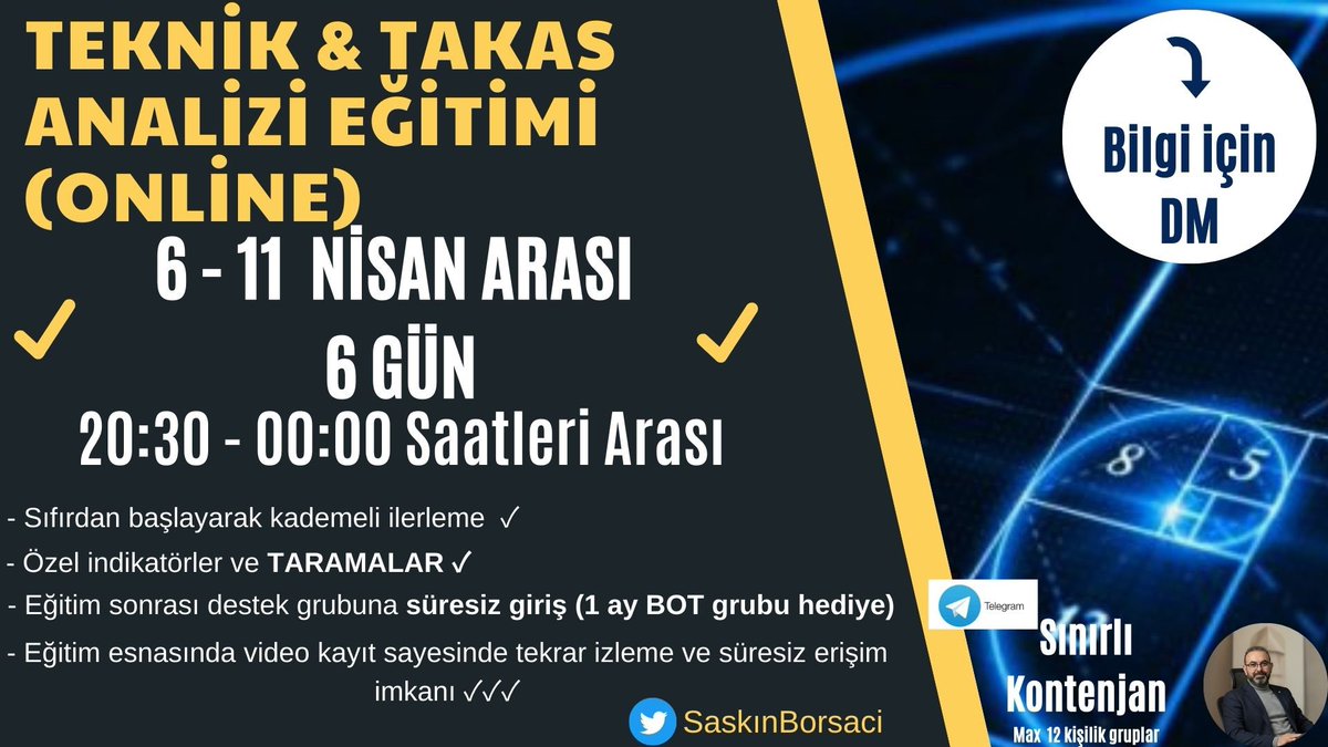📣#DUYURU 📣

NİSAN ayı ONLINE EĞİTİM tarihlerimiz 
6 Nisan - 11 Nisan (6 gün 20.30-00.00) arasında olacaktır.

DM den ulaşarak detaylı bilgi alabilir, kontenjanlar dahilinde yerinizi alabilirsiniz.

Kontenjan 10 kişi ile sınırlandırılacaktır

- Sıfırdan başlayarak ilerleme,
-