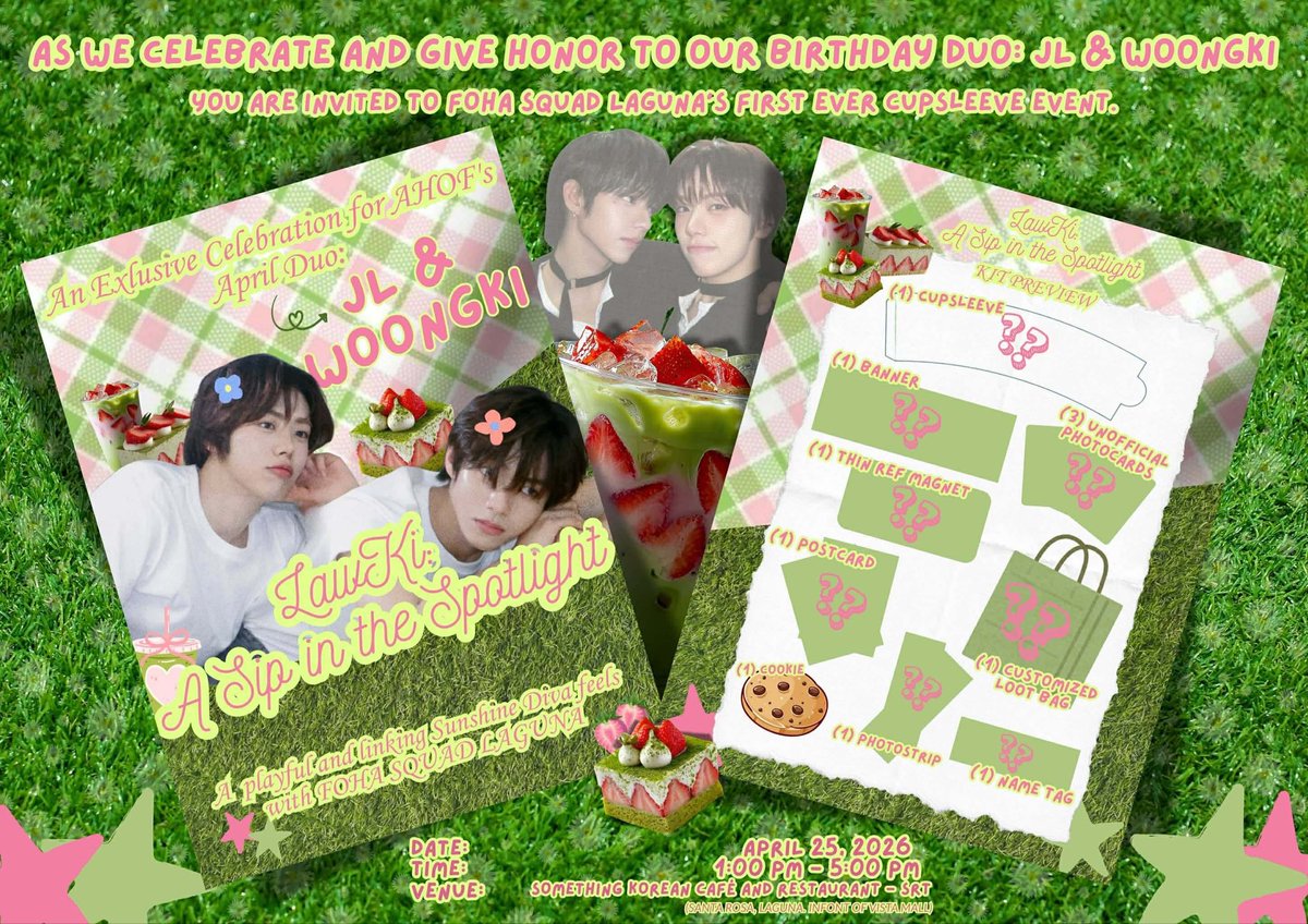 lagunafoha_'s tweet photo. 👀

An Exclusive Celebration for 
AHOF's April Birthday Duo: JL &amp;  WOONGKI 🥳 

"LawKi Radiant: A Sip in the Spotlight" 🍵🍰

A playful and linking sunshine feels with FOHA SQUAD LAGUNA

++ https://t.co/ZRP9ArTHC1