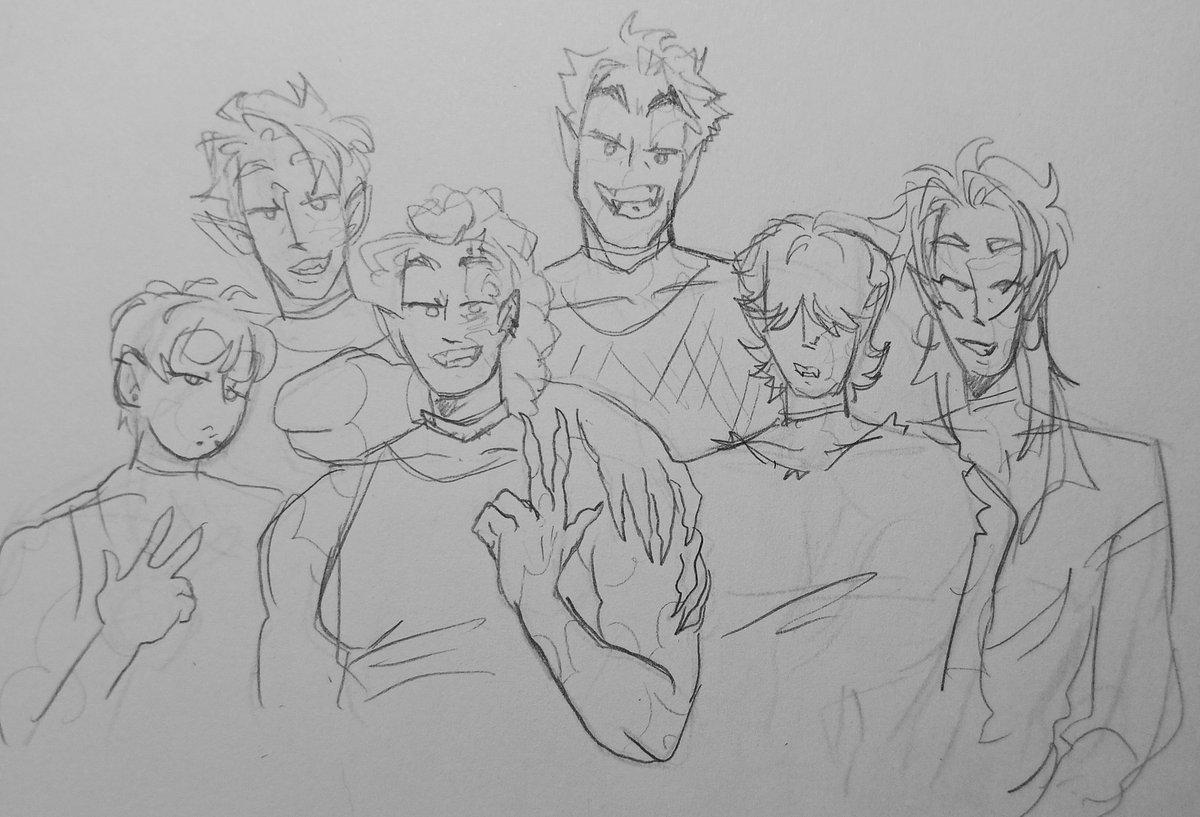 like it when people make rumi hang out with saja boys before she meets zoemira so here's my rumi and her weird werewolf family
