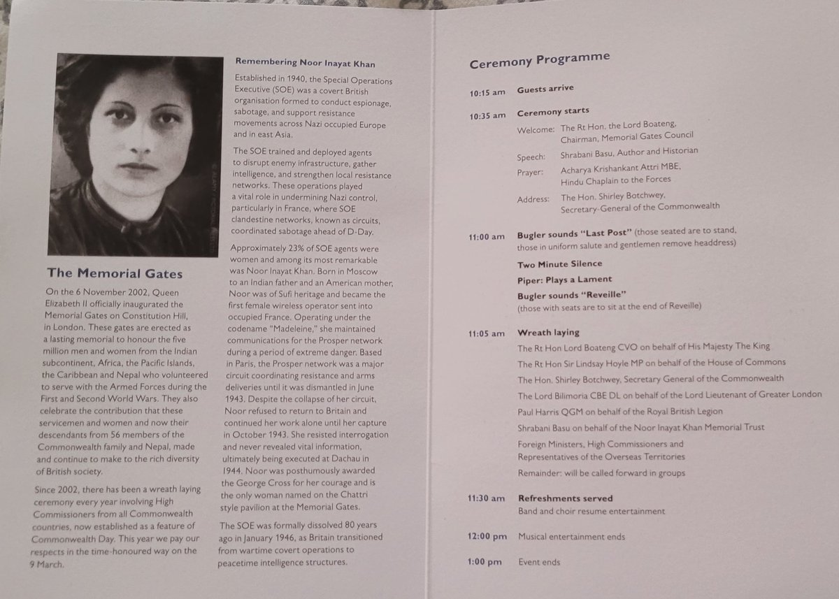shrabanibasu_'s tweet photo. Thank you to the #MemorialGates committee for inviting me to give the keynote speech on #WWII heroine #NoorInayatKhan on #CommonwealthDay. A real honour. @TheHistoryPress @RoliBooks @CWGC  @RAFMUSEUM #SOE #GeorgeCross https://t.co/HTv9liGKvB
