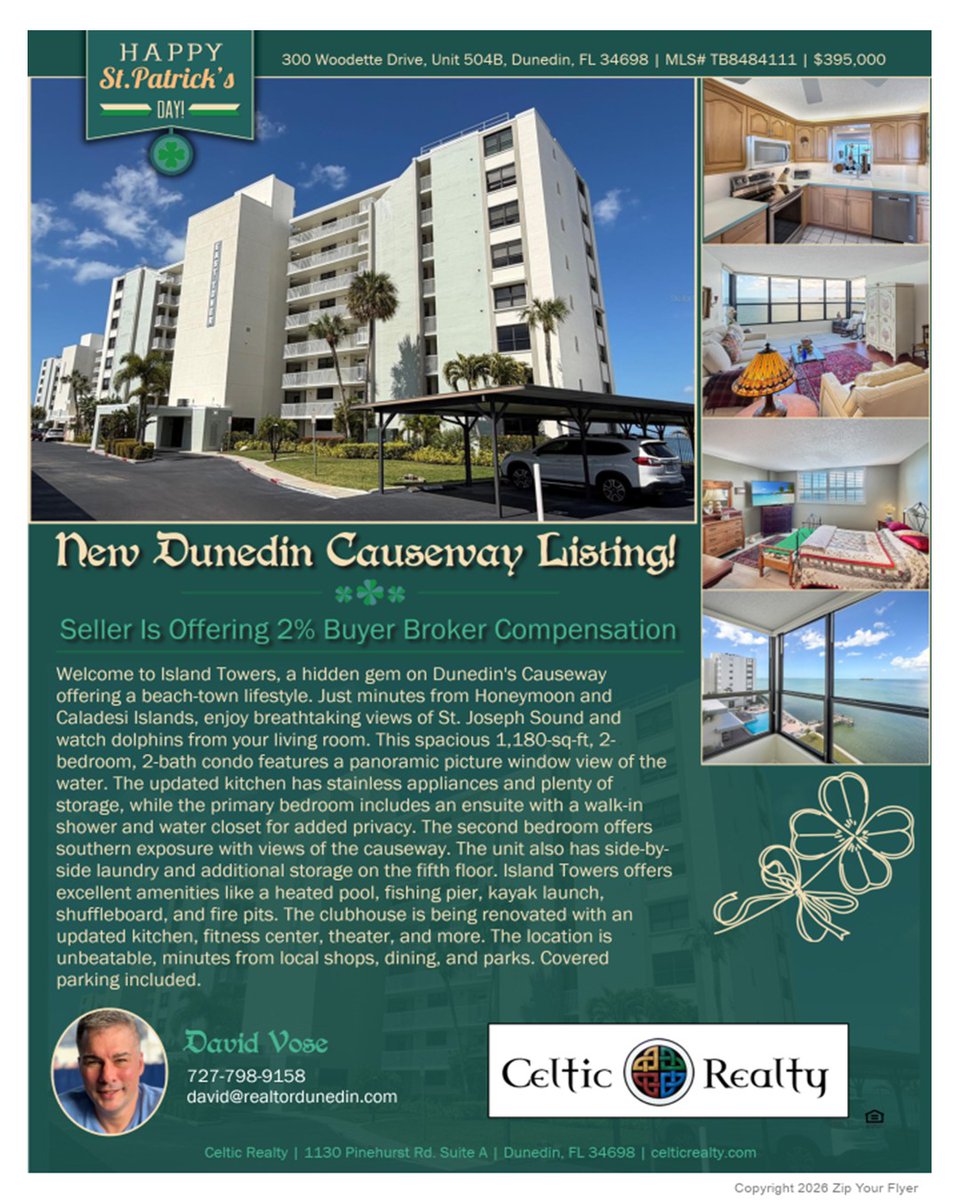 ZipYourFlyer's tweet image. 🍀St. Patty's Day Designs Are Here🍀
Our Celtic Knot template worked great for David Vose  @dunedindavidrealtor  with Celtic Realty @celticrealtydunedin
See our samples  here: zipyourflyer.com/samples/ #ZipYourFlyer #ListingFlyers #MarketingThatWorks