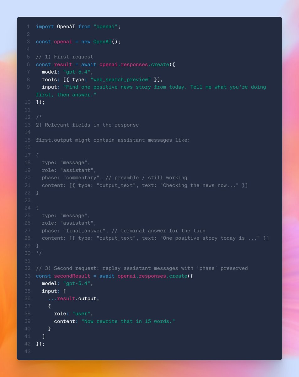 API phase code snippet