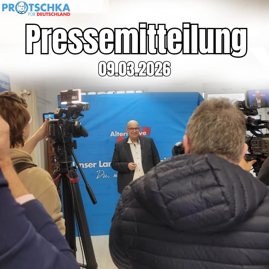 AfDProtschka's tweet photo. Pressemitteilung — Kommunalwahl Bayern 2026

Der bayerische AfD-Landesvorsitzende Stephan Protschka hat das Ergebnis der Kommunalwahlen als starkes Signal der Bürgerinnen und Bürger bewertet. Viele Menschen hätten der AfD ihr Vertrauen ausgesprochen und damit deutlich gemacht, dass sie sich auch auf kommunaler Ebene eine Politik wünschten, die ihre Interessen klar vertrete.

Das Ergebnis verstehe die Partei als Auftrag, ihre Arbeit in den Gemeinden, Städten und Landkreisen weiter auszubauen und sich dort verantwortungsvoll einzubringen.

Protschka erklärte: „Das heutige Ergebnis der Kommunalwahlen ist ein starkes Signal der Bürgerinnen und Bürger. Viele Menschen haben der AfD ihr Vertrauen ausgesprochen und deutlich gemacht, dass sie sich auch auf kommunaler Ebene eine Politik wünschen, die ihre Interessen klar vertritt.“

Zugleich dankte der Landesvorsitzende den Wählerinnen und Wählern, den Kandidaten sowie den zahlreichen ehrenamtlichen Wahlhelfern. „Mein besonderer Dank gilt allen Wählerinnen und Wählern, unseren Kandidaten sowie den zahlreichen ehrenamtlichen Wahlhelfern, die einen reibungslosen Ablauf der Wahl ermöglicht haben.“, so Protschka.