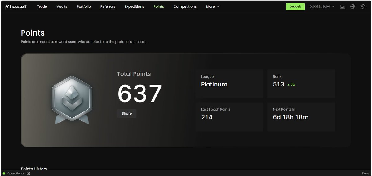 Early users of <a href="/tradehotstuff/">Hotstuff</a> have already received their points. 
Don’t sleep, distribution happens every Monday. Beta access is still by invites. 
Your ticket is here: 👉 app.hotstuff.trade/join/cryptofre… 
Early is hot. 🌶️