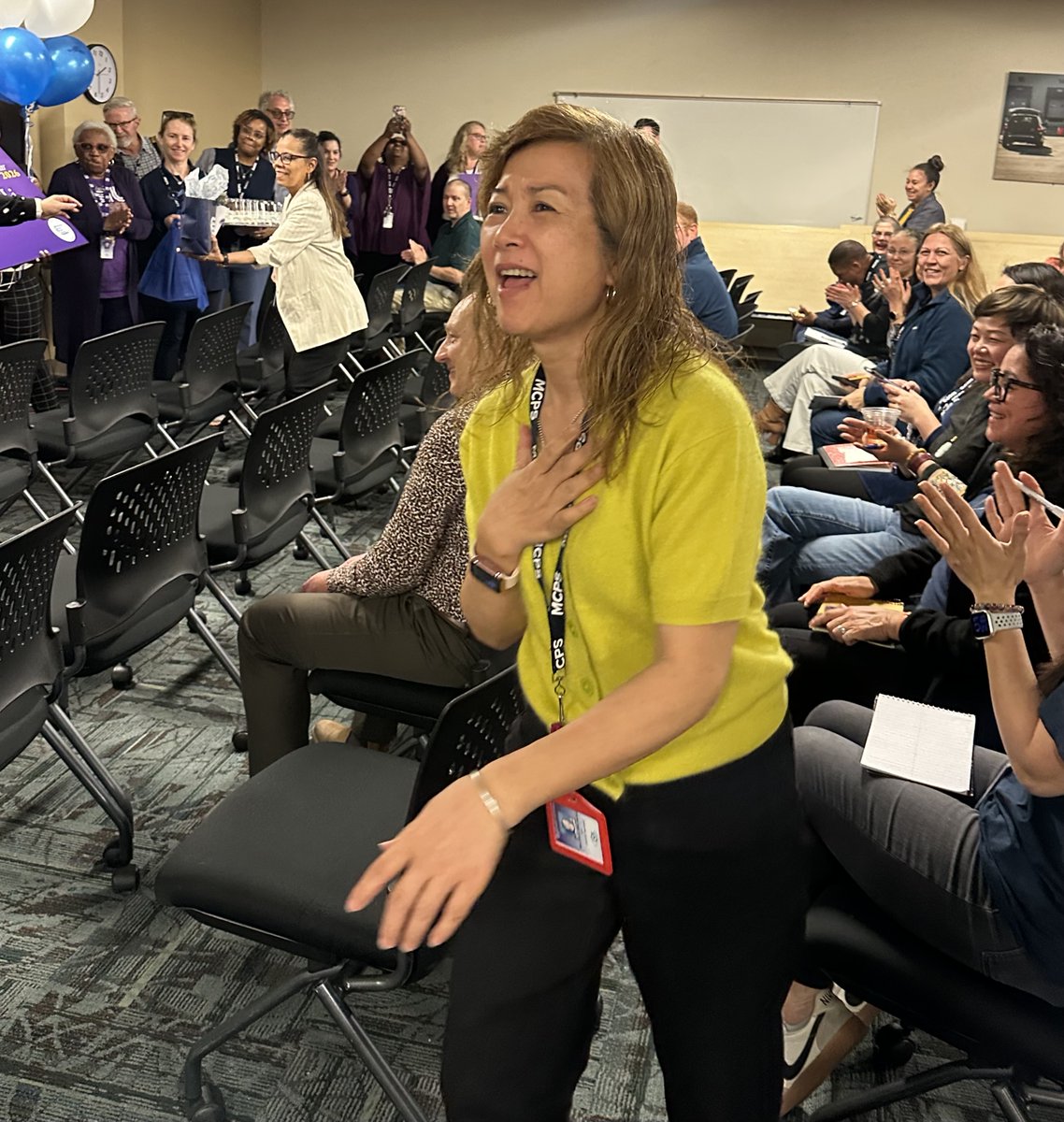 MCPS's tweet photo. Congratulations Michelle Li, Food Services Field Manager at the Department of Food and Nutrition Services. She is the Food Services Chapter Employee of the Year for Supporting Services. 👏🎉 

#CelebrationExpress #MCPSFutureReady https://t.co/OKzJE2rH0w